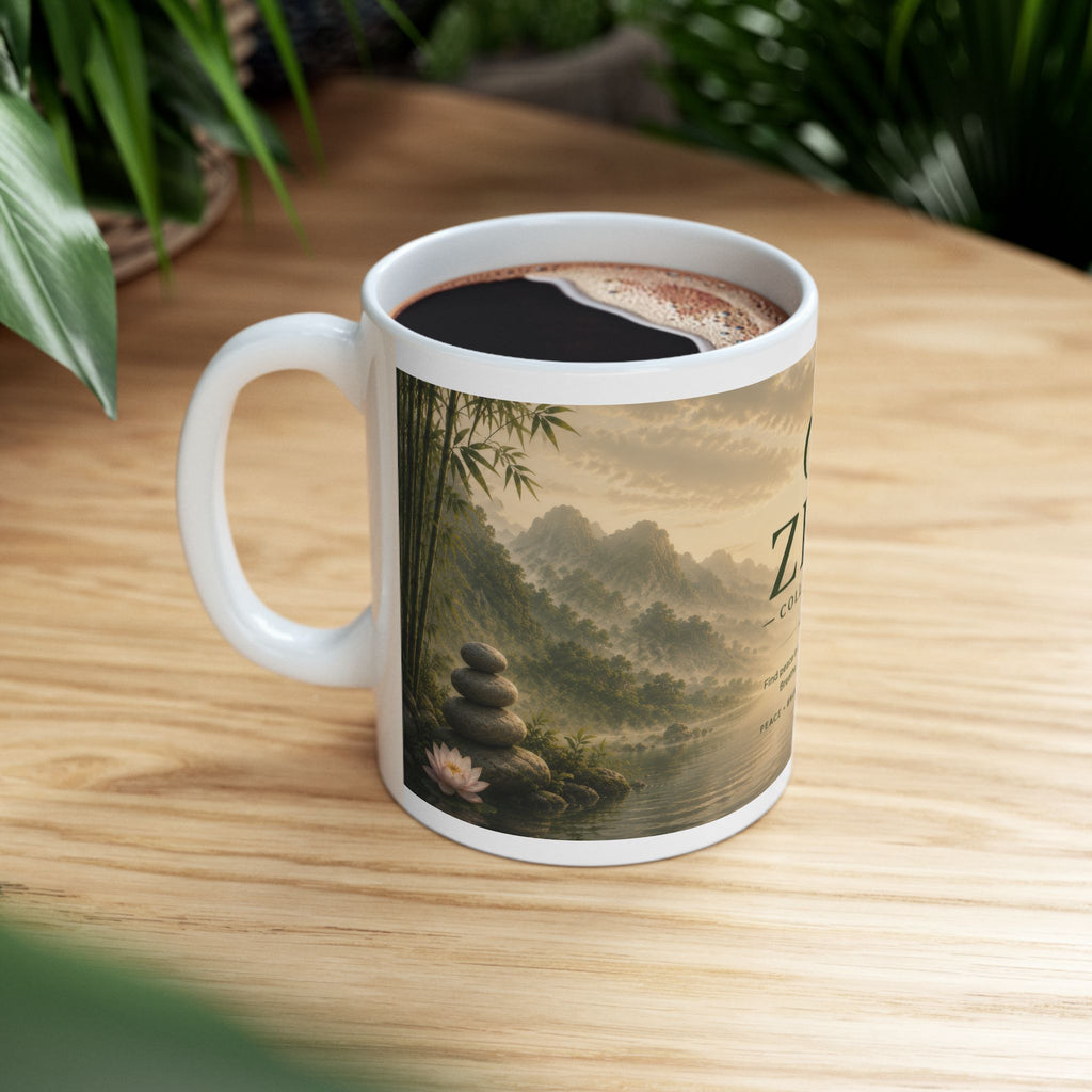 Zen Collection Ceramic Mug (11oz, 15oz) – Tranquil Landscape Meditation Coffee Cup | Planet of Thoughts