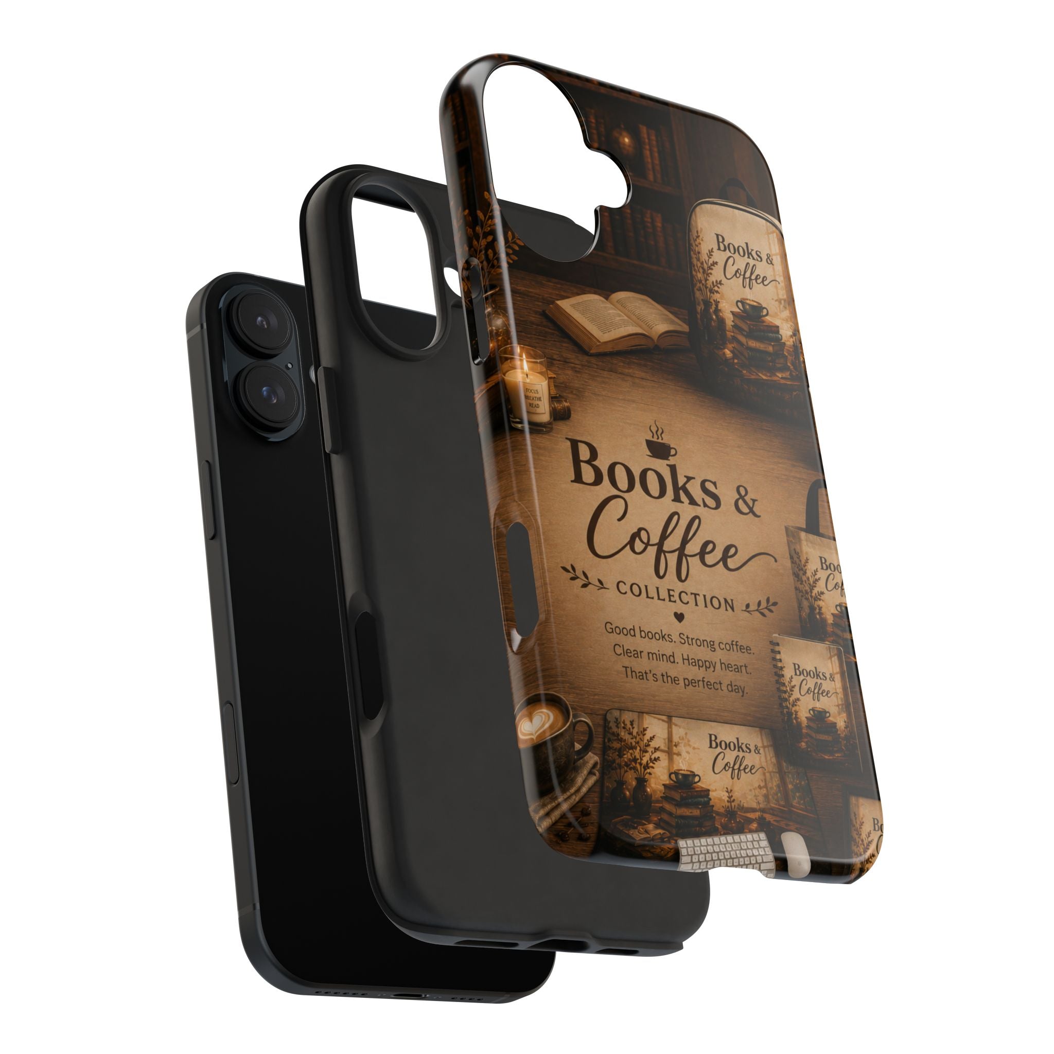 Books & Coffee Tough Phone Case — Cozy Vintage Library Design