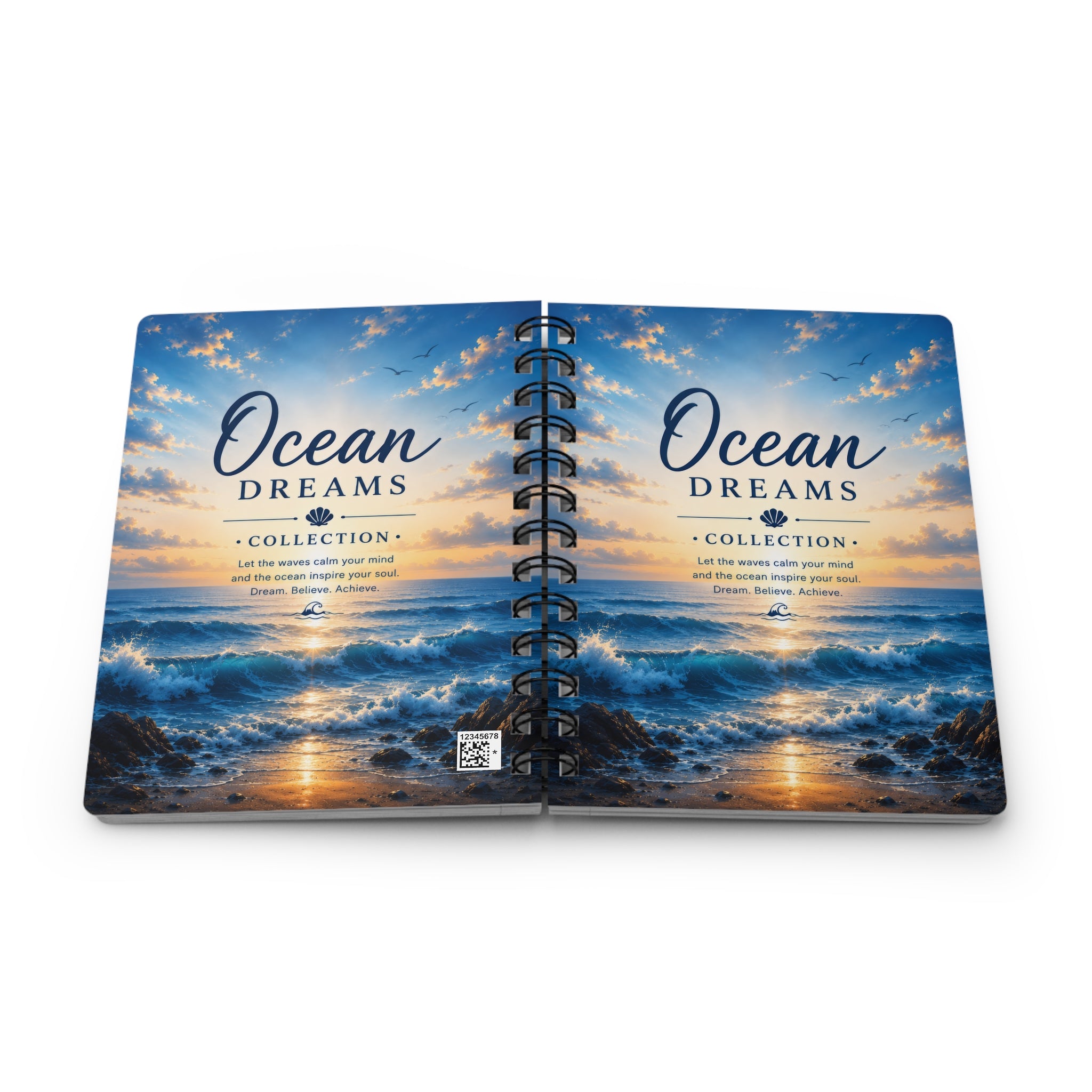 Ocean Dreams Spiral Journal — Beach Sunset Notebook for Mindful Writing & Travel Notes