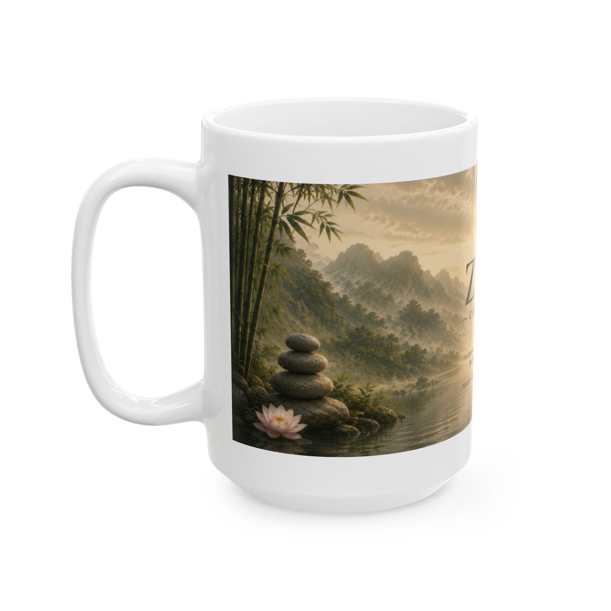 Zen Collection Ceramic Mug (11oz, 15oz) – Tranquil Landscape Meditation Coffee Cup | Planet of Thoughts