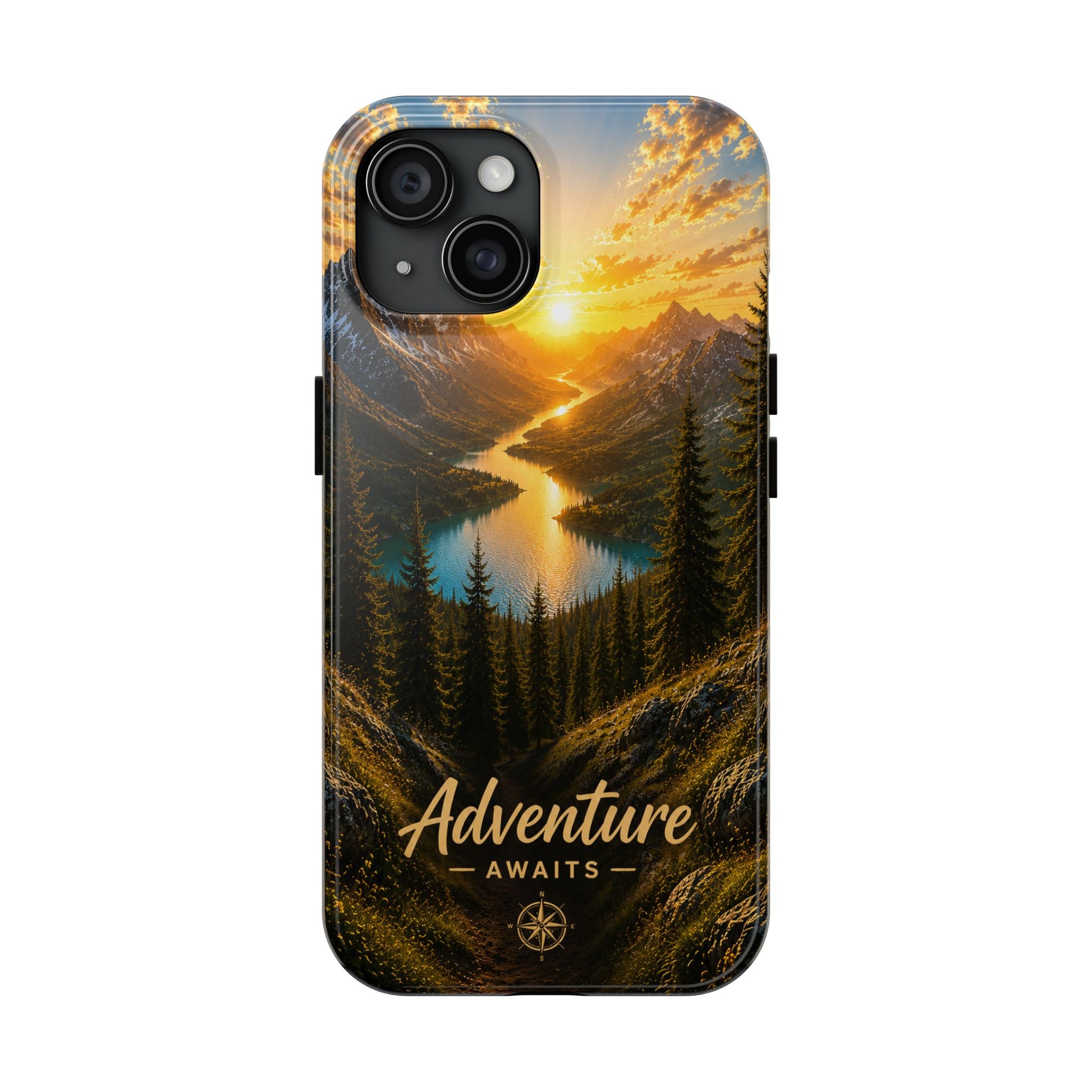 Adventure Awaits Phone Case — Scenic Mountain Landscape Protective Case
