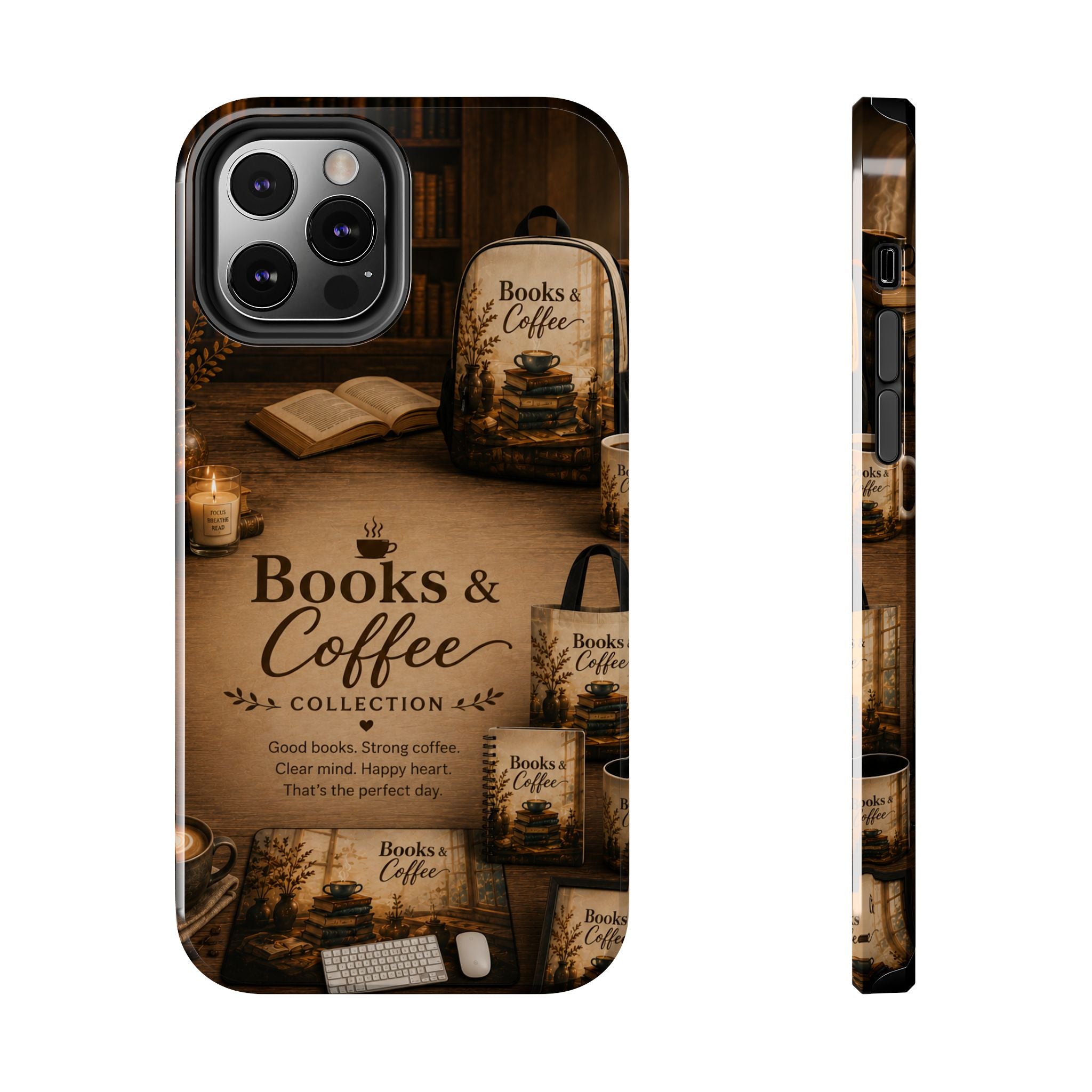 Books & Coffee Tough Phone Case — Cozy Vintage Library Design