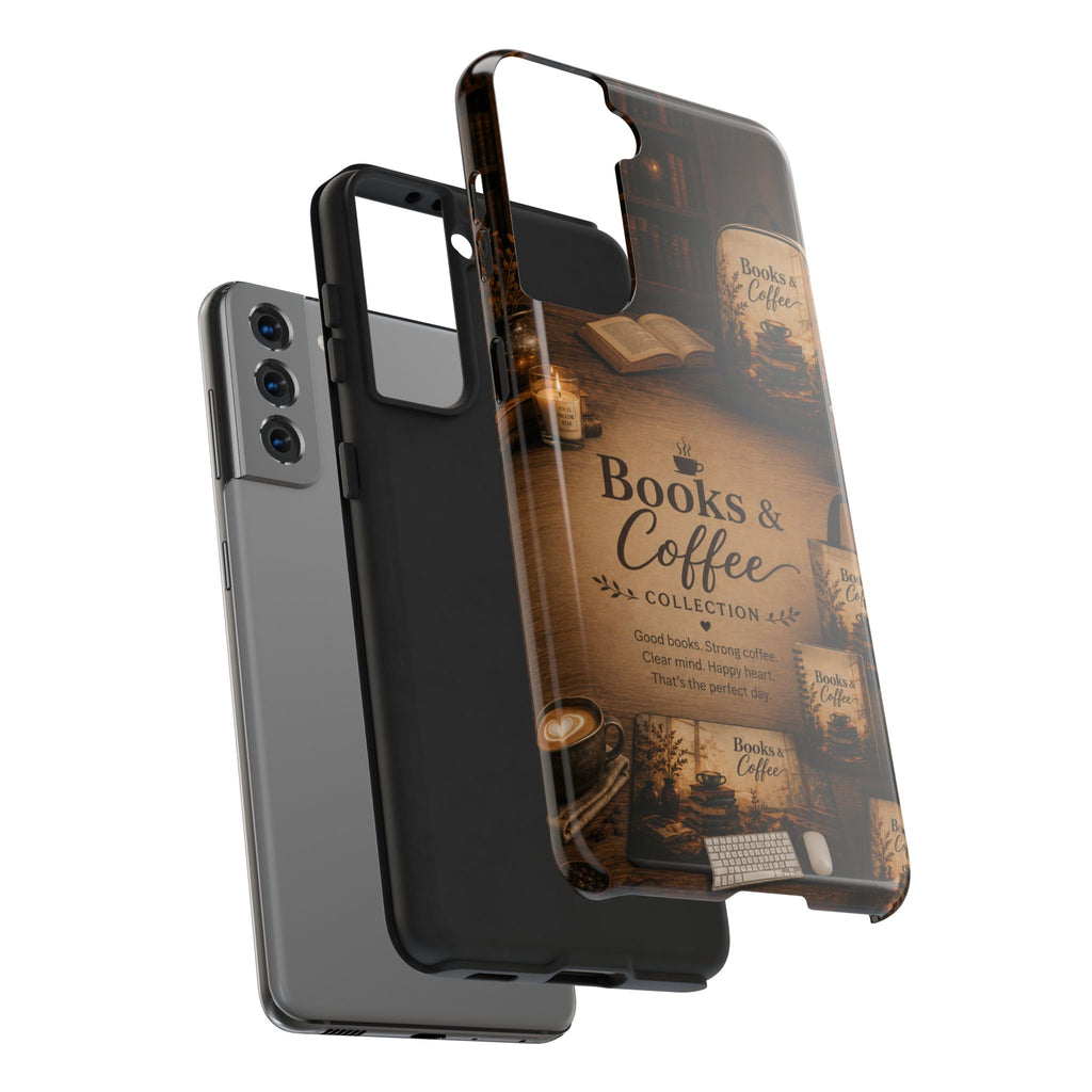 Books & Coffee Tough Phone Case — Cozy Vintage Library Design