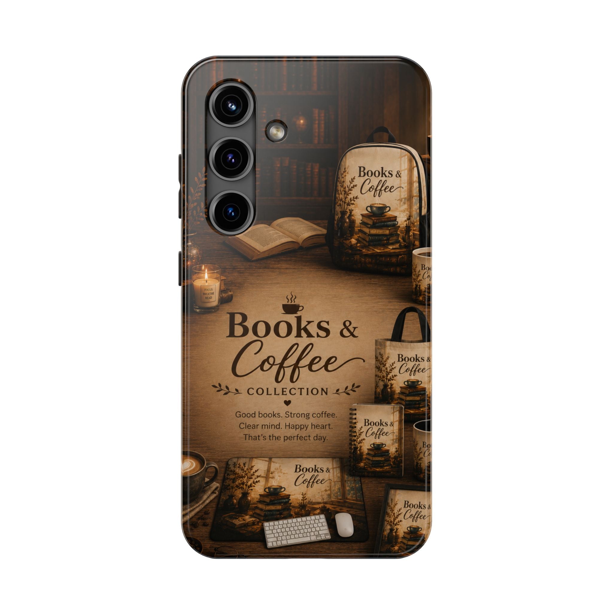 Books & Coffee Tough Phone Case — Cozy Vintage Library Design