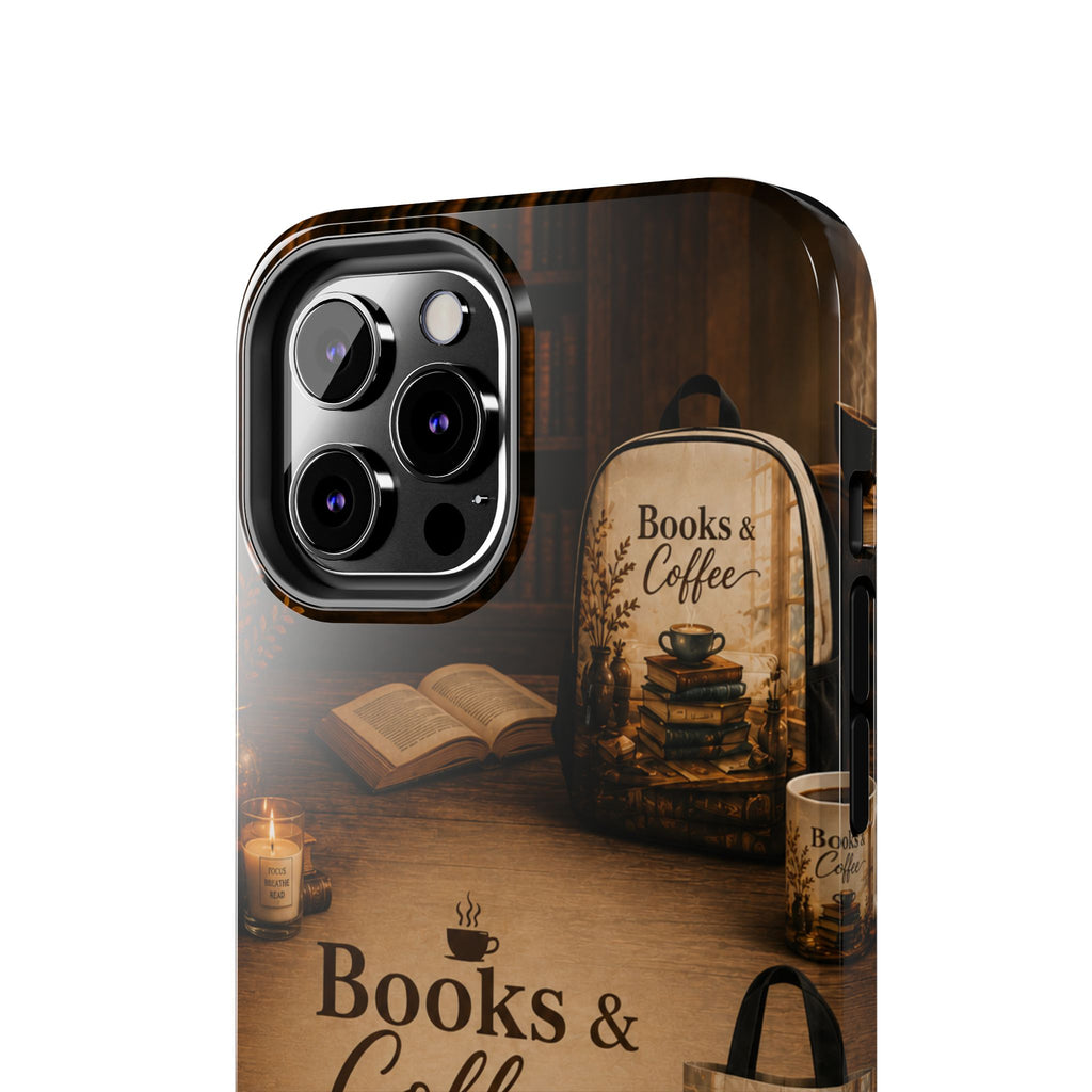 Books & Coffee Tough Phone Case — Cozy Vintage Library Design