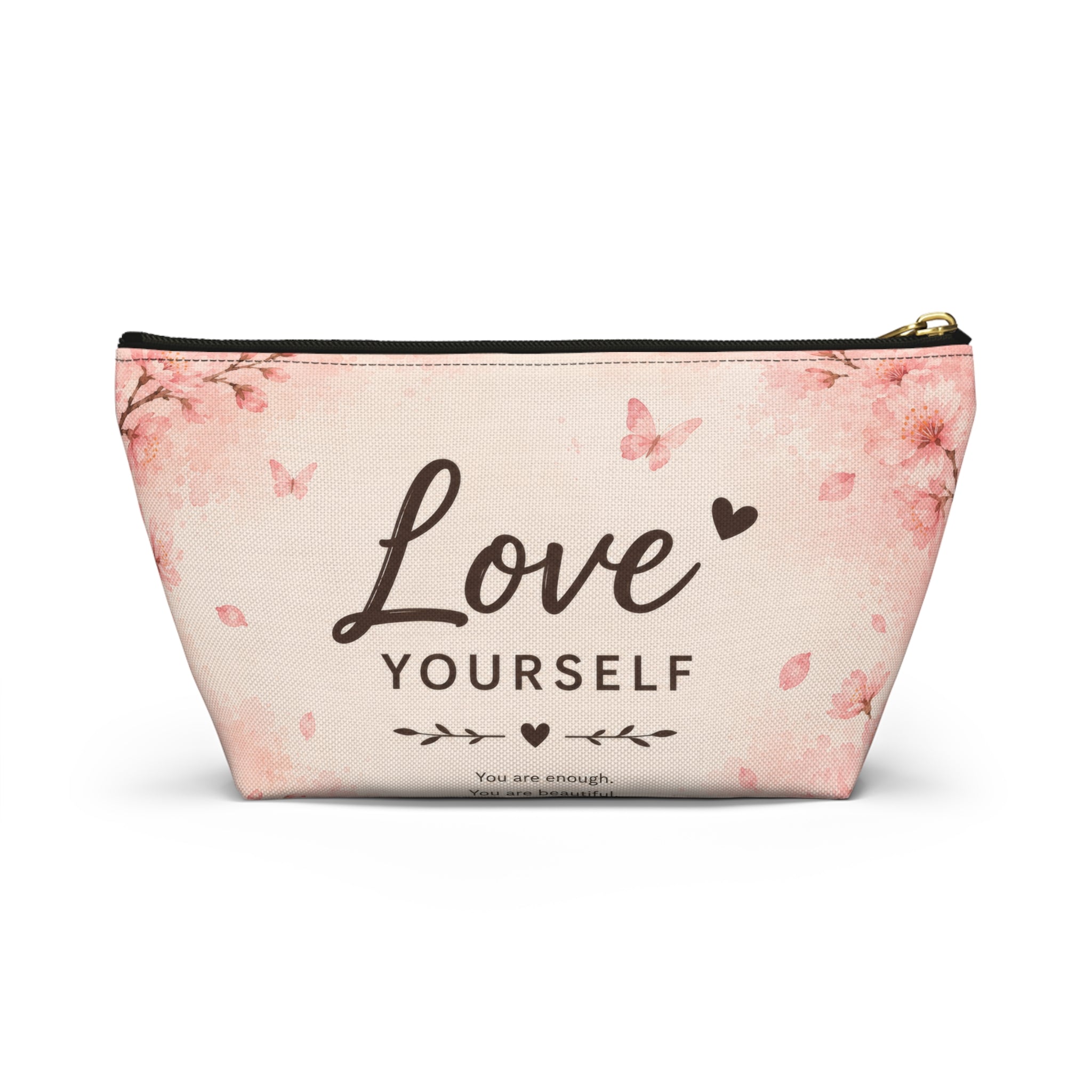Love Yourself Floral Accessory Pouch
