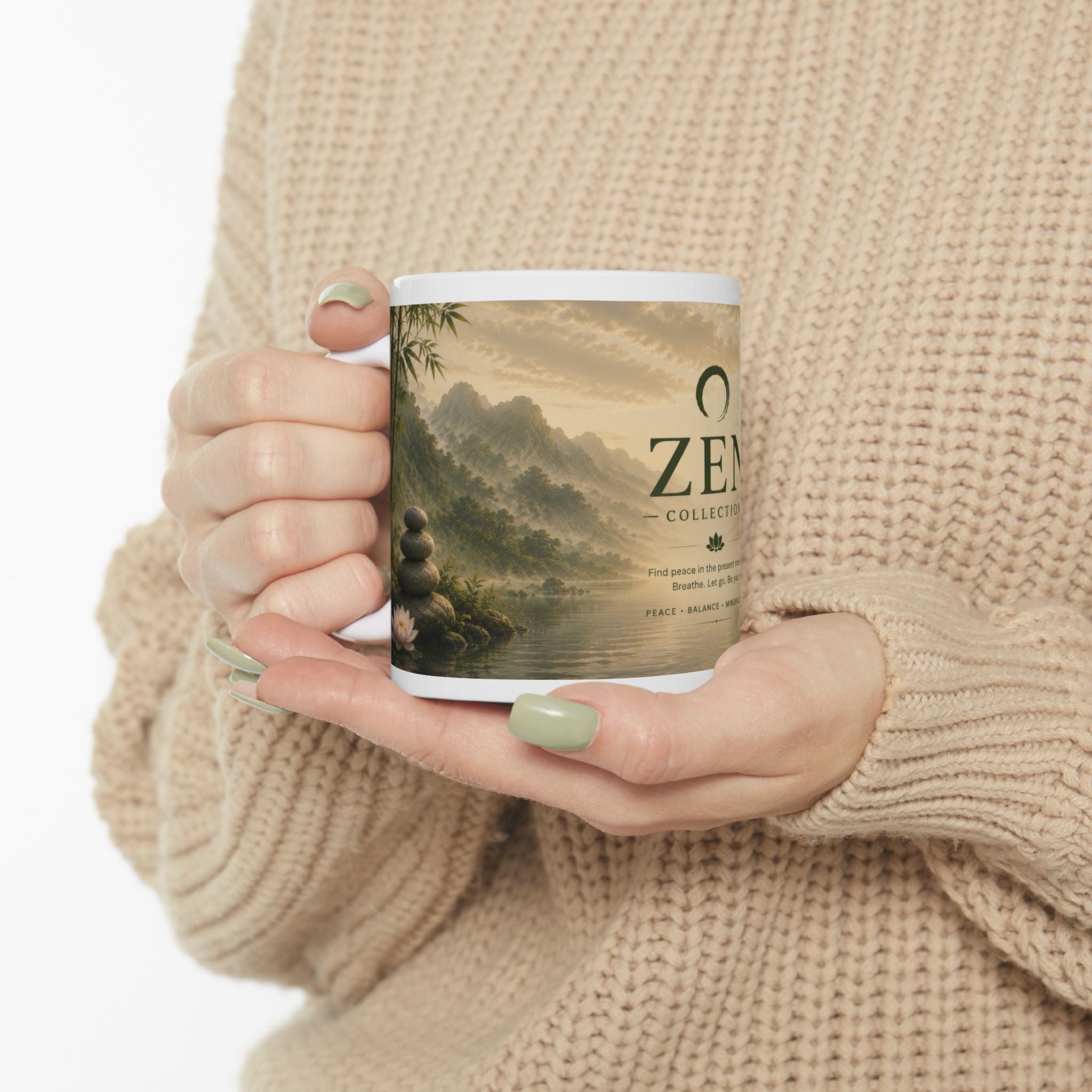 Zen Collection Ceramic Mug (11oz, 15oz) – Tranquil Landscape Meditation Coffee Cup | Planet of Thoughts
