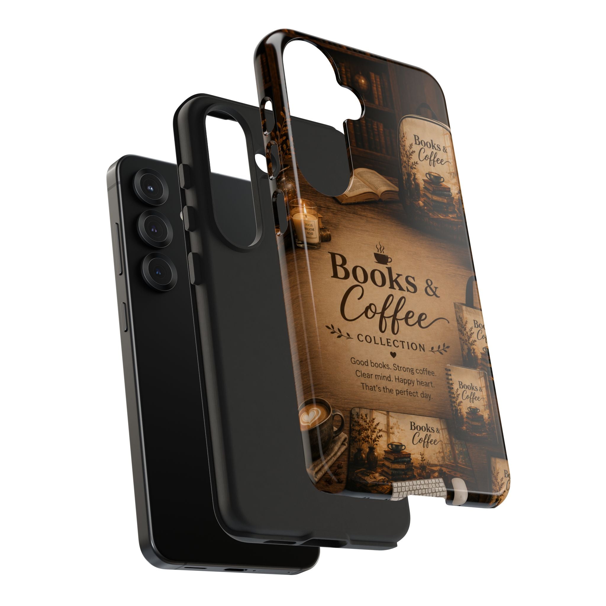 Books & Coffee Tough Phone Case — Cozy Vintage Library Design