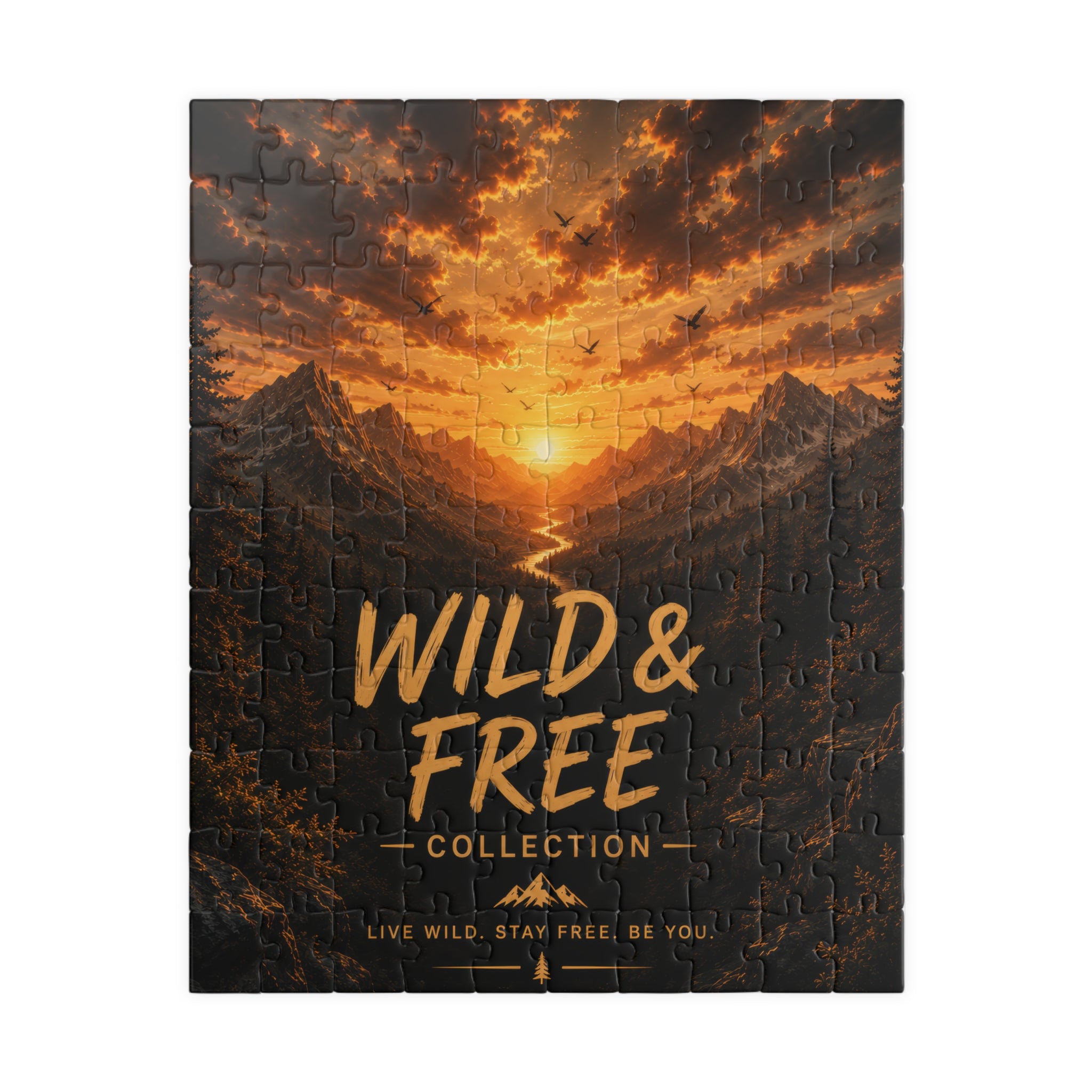 Wild & Free Sunset Mountain Puzzle — Scenic Landscape Jigsaw (110–1014 pcs)