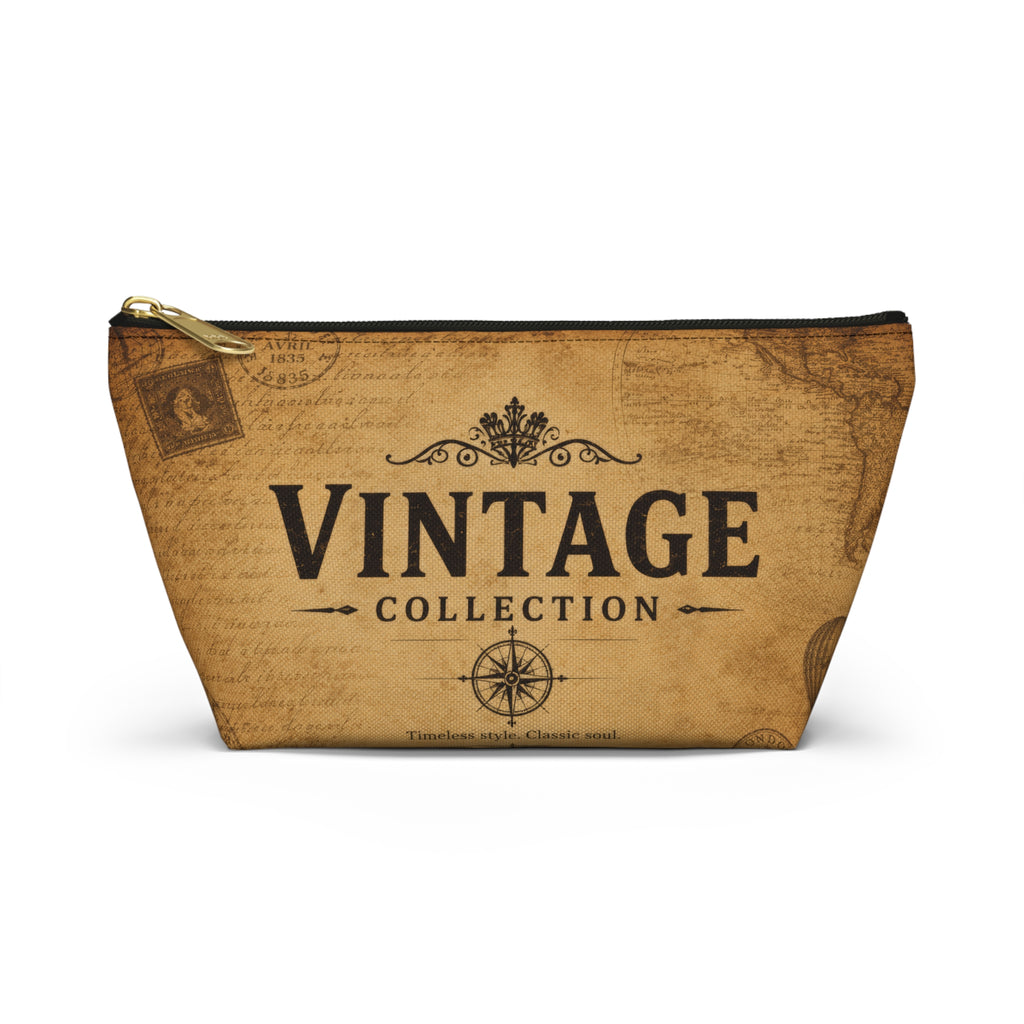 Vintage Collection Accessory Pouch — Retro Map Travel Cosmetic Bag