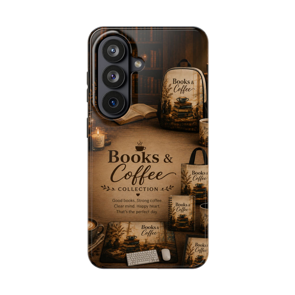 Books & Coffee Tough Phone Case — Cozy Vintage Library Design