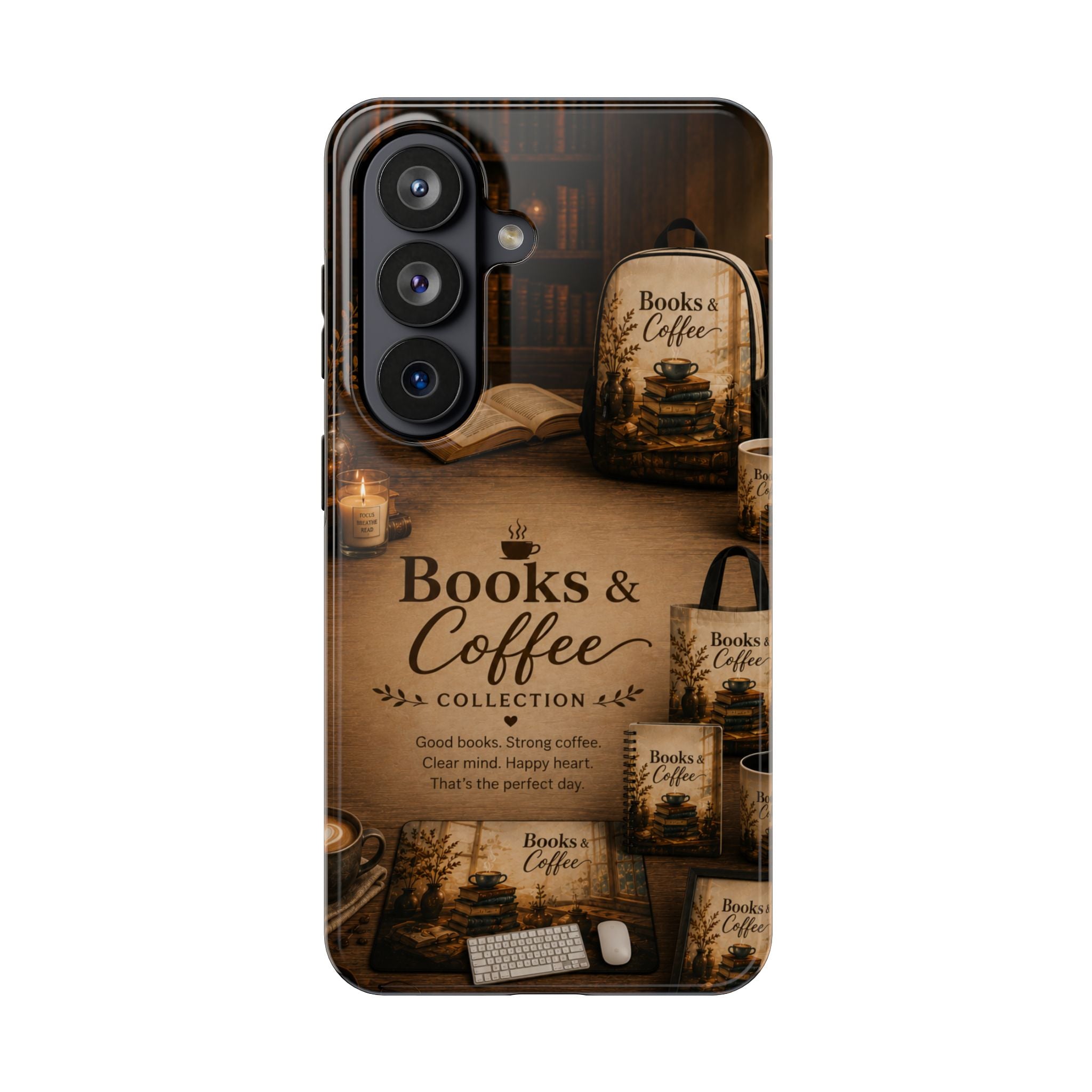 Books & Coffee Tough Phone Case — Cozy Vintage Library Design