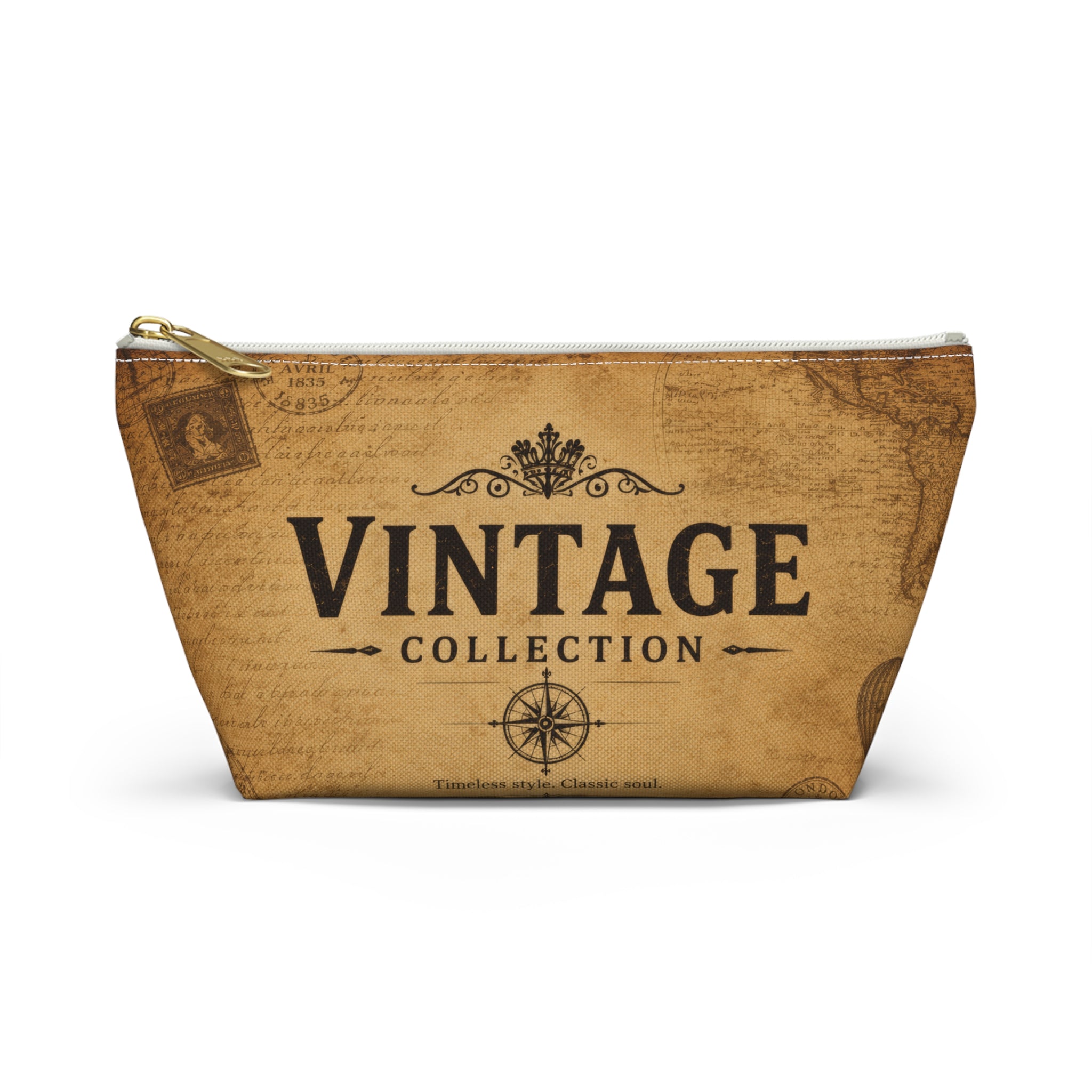Vintage Collection Accessory Pouch — Retro Map Travel Cosmetic Bag