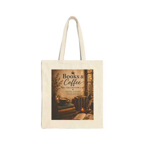 Books & Coffee Cotton Tote — Cozy Reading Library Booklover Bag