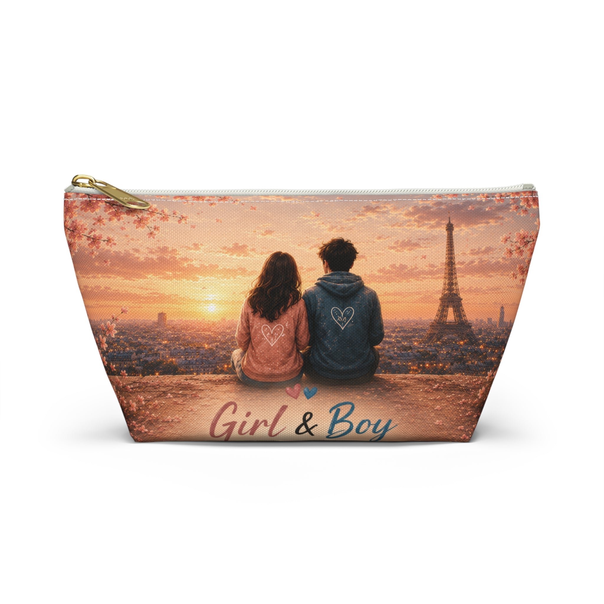 Girl & Boy Paris Sunset Cosmetic Bag Accessory Pouch