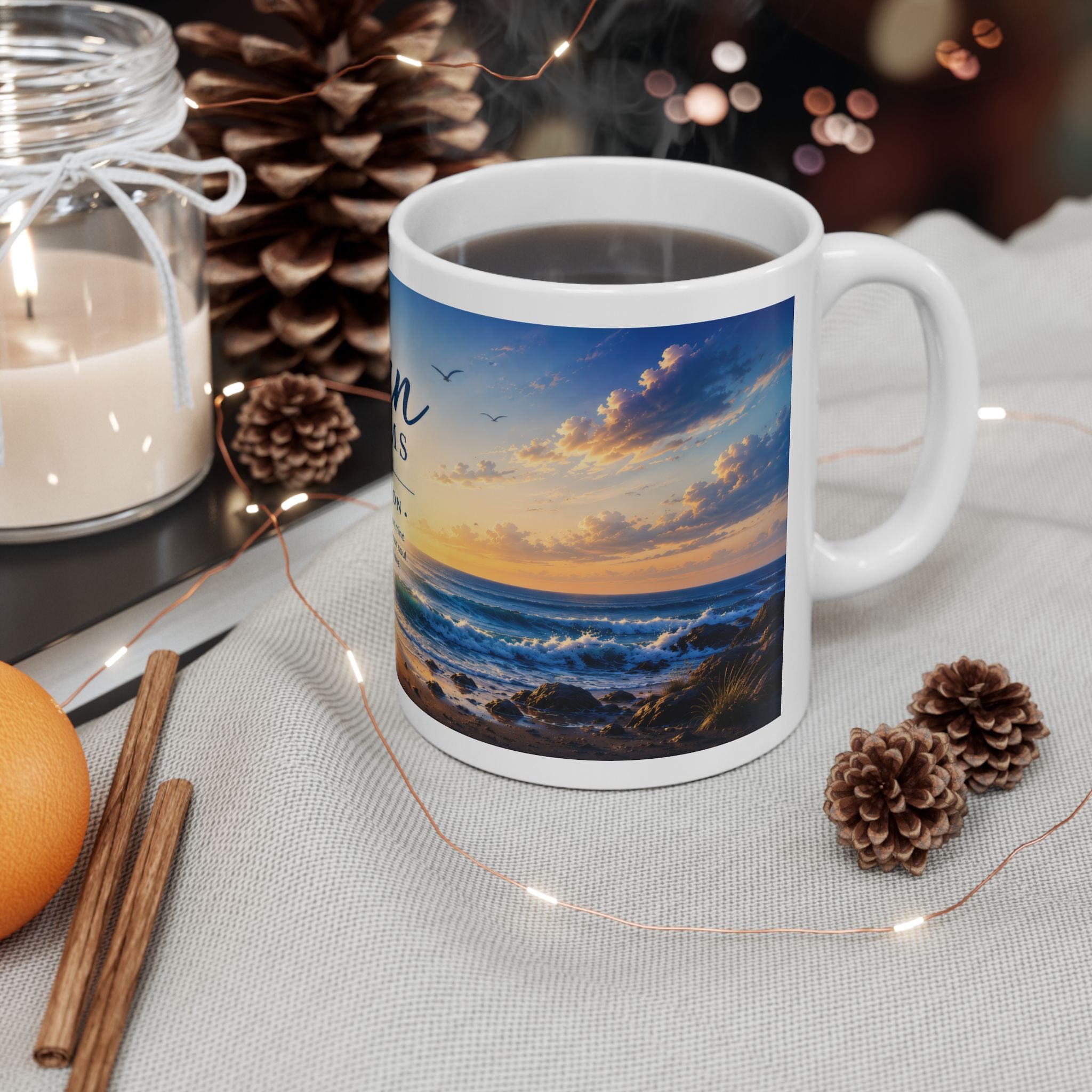 Ocean Ceramic Mug (11oz, 15oz) | Coastal Coffee Mug | Planet of Thoughts