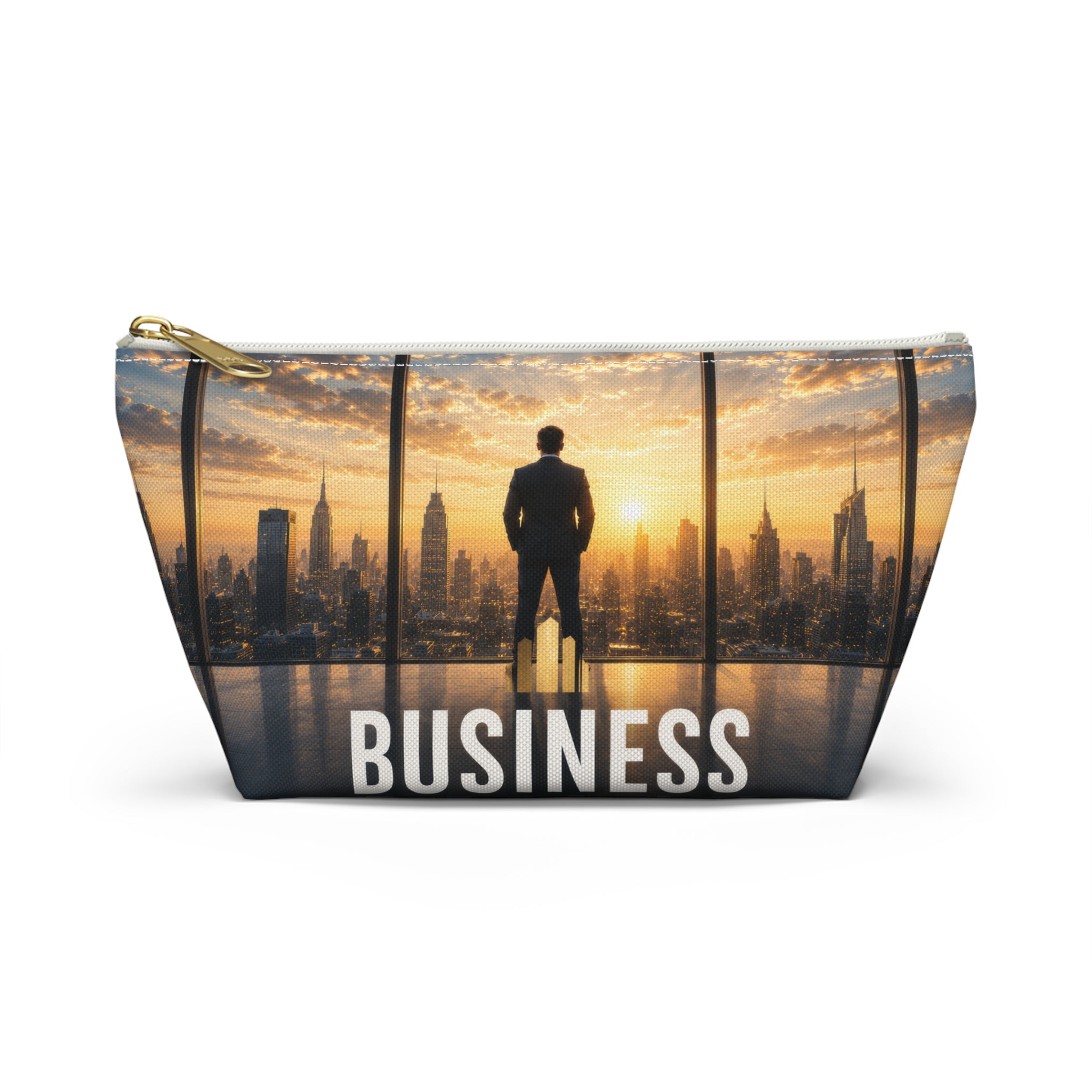Business Skyline Accessory Pouch — Motivational Travel Makeup & Tech Organizer