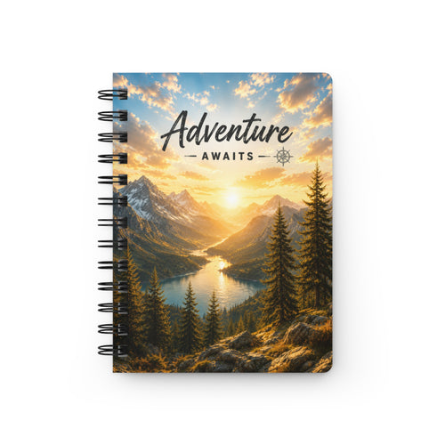 Adventure Awaits Spiral Journal — Mountain Lake Travel Notebook