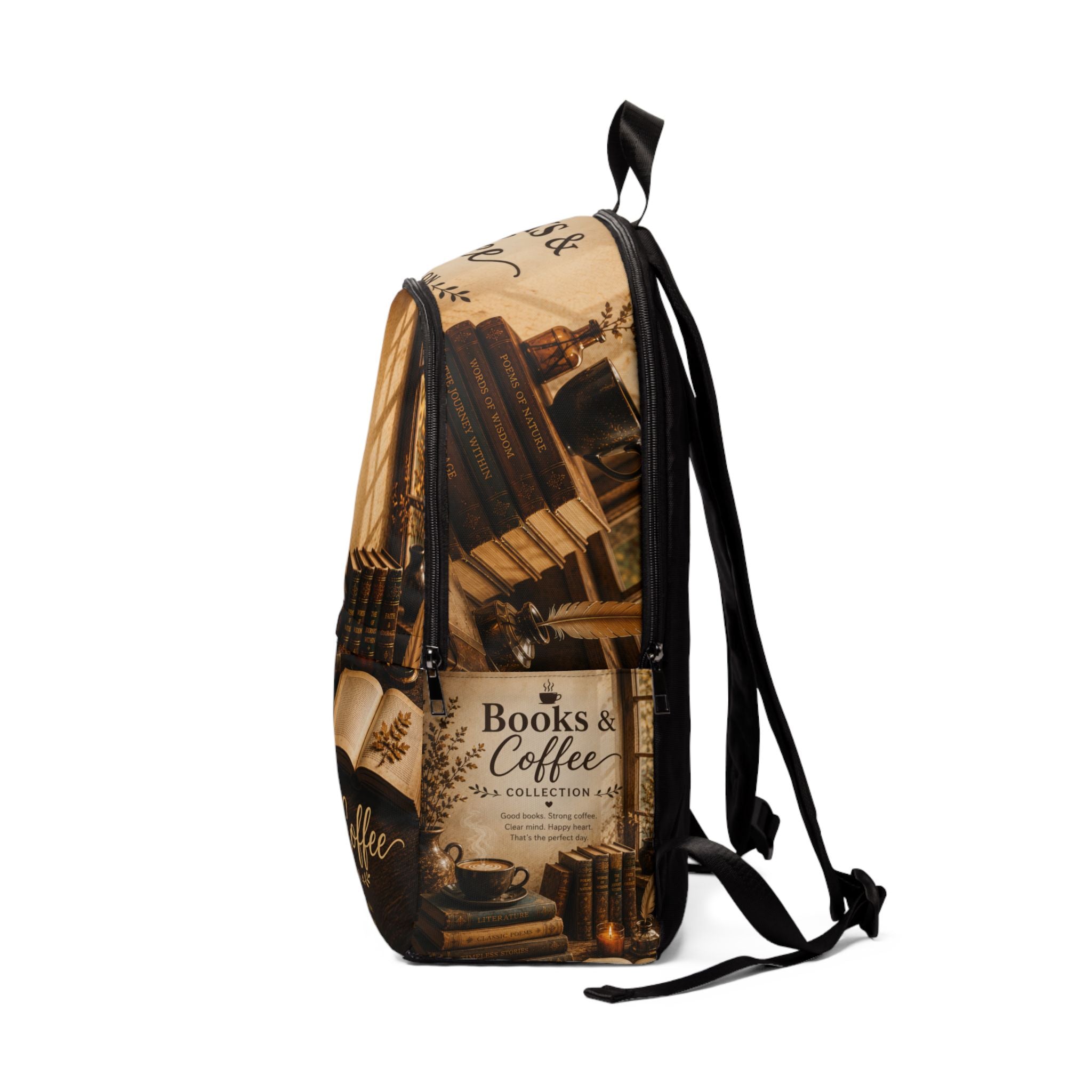 Books & Coffee Backpack — Vintage Reading Lover Bookbag