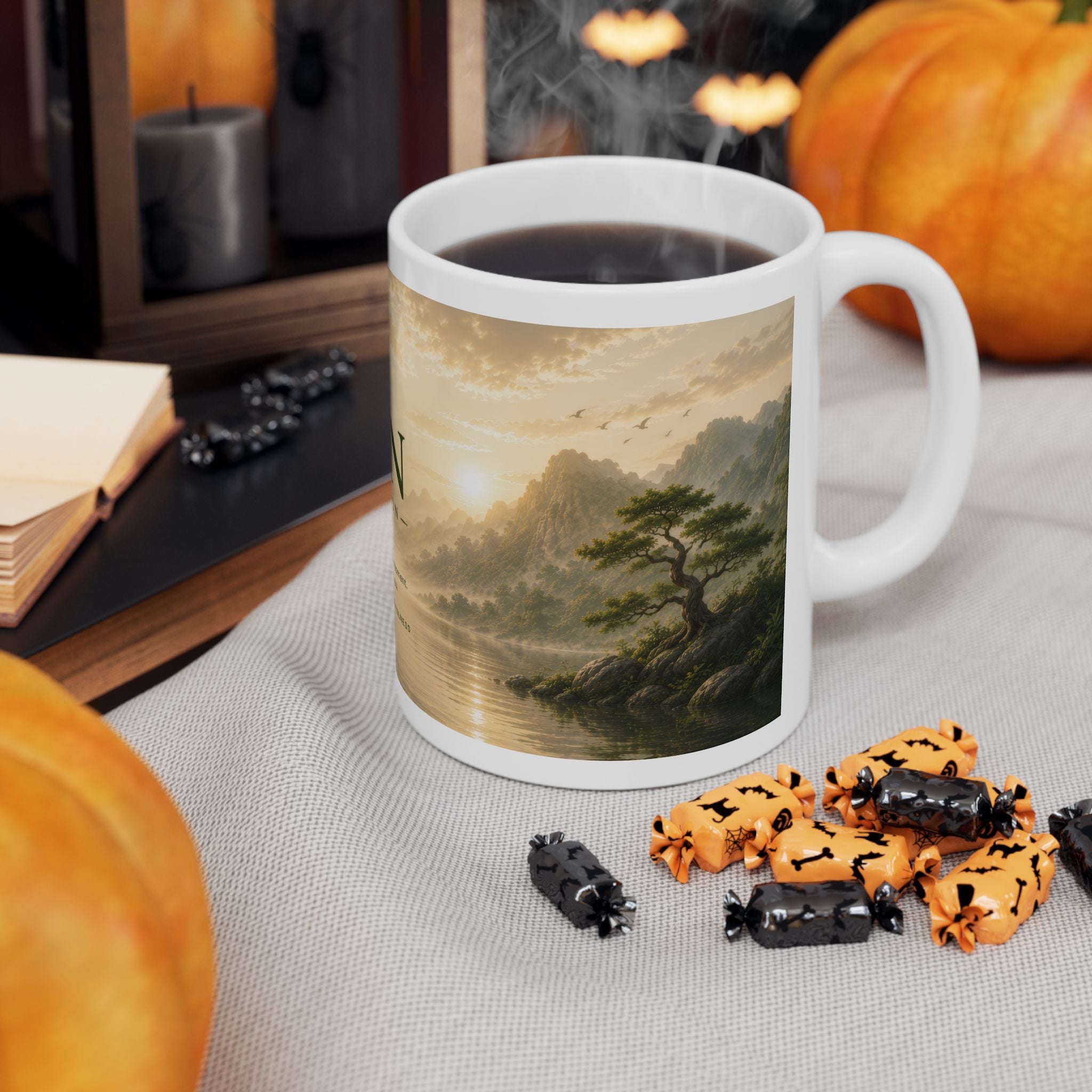 Zen Collection Ceramic Mug (11oz, 15oz) – Tranquil Landscape Meditation Coffee Cup | Planet of Thoughts