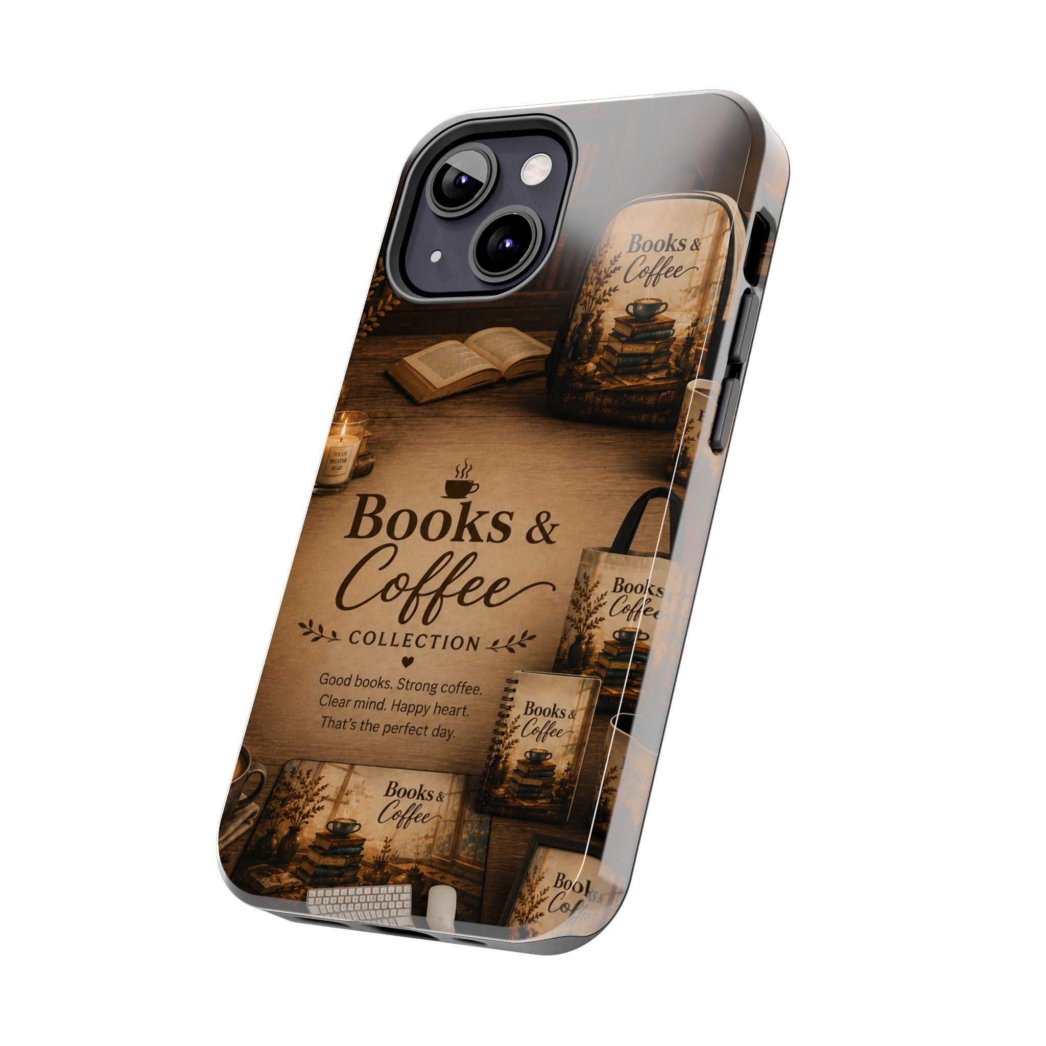 Books & Coffee Tough Phone Case — Cozy Vintage Library Design