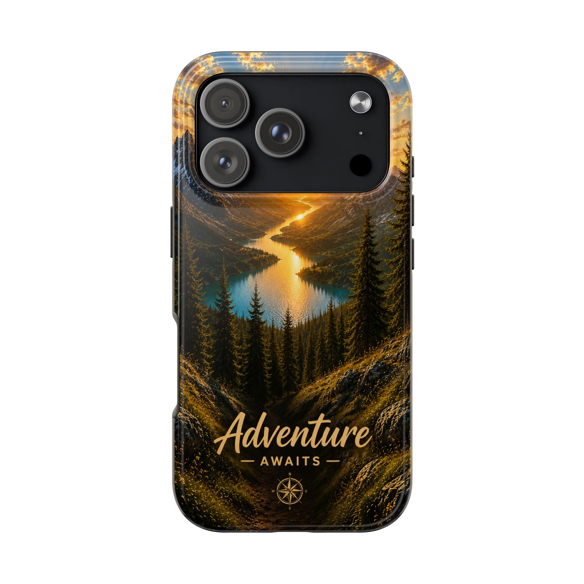 Adventure Awaits Phone Case — Scenic Mountain Landscape Protective Case