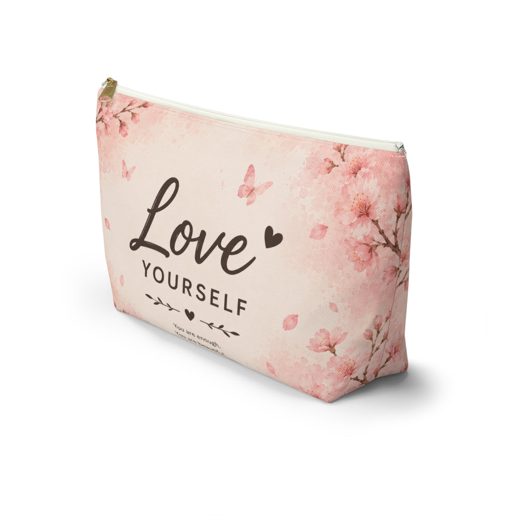 Love Yourself Floral Accessory Pouch