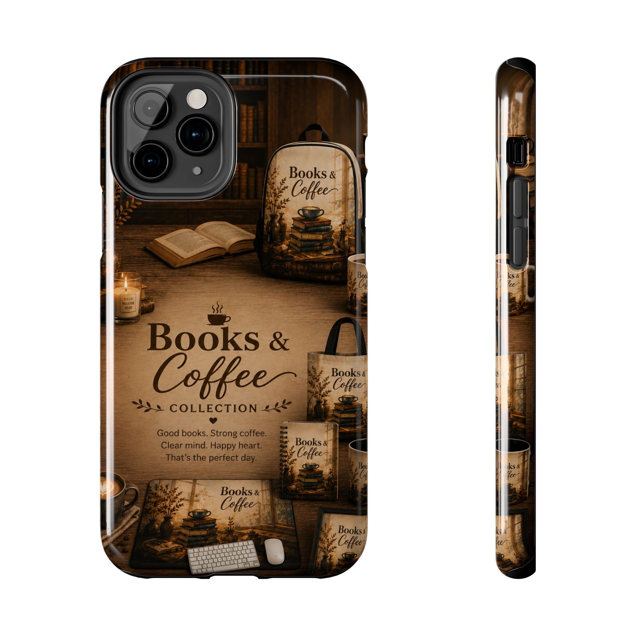 Books & Coffee Tough Phone Case — Cozy Vintage Library Design