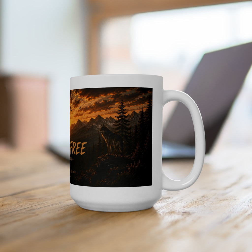 Wild & Free Ceramic Mug (11oz, 15oz) – Sunset Mountain Adventure Coffee Cup | Planet of Thoughts