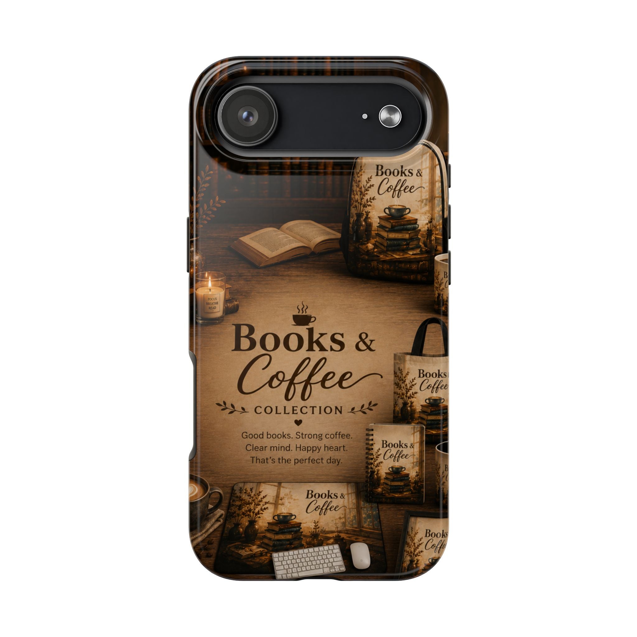 Books & Coffee Tough Phone Case — Cozy Vintage Library Design