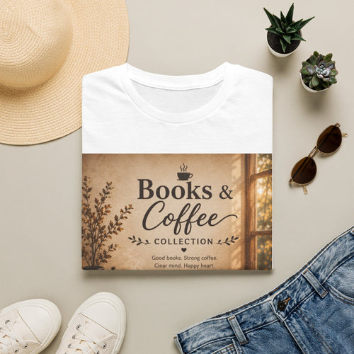 Books & Coffee Graphic T-Shirt — Cozy Reader Vintage Library Tee