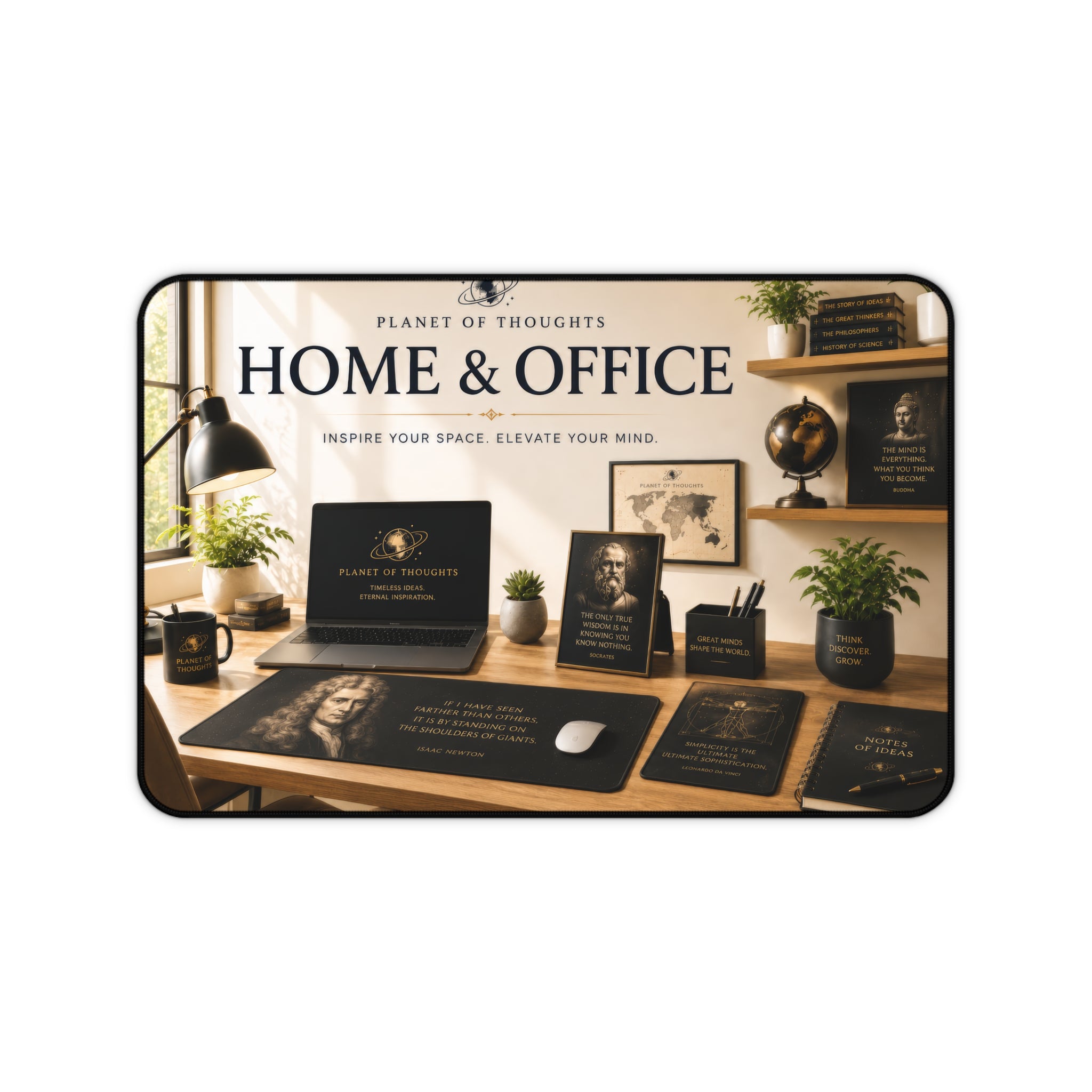 Home & Office Inspirational Desk Mat - 12*18 – 'Planet of Thoughts' Motivational Workspace Pad