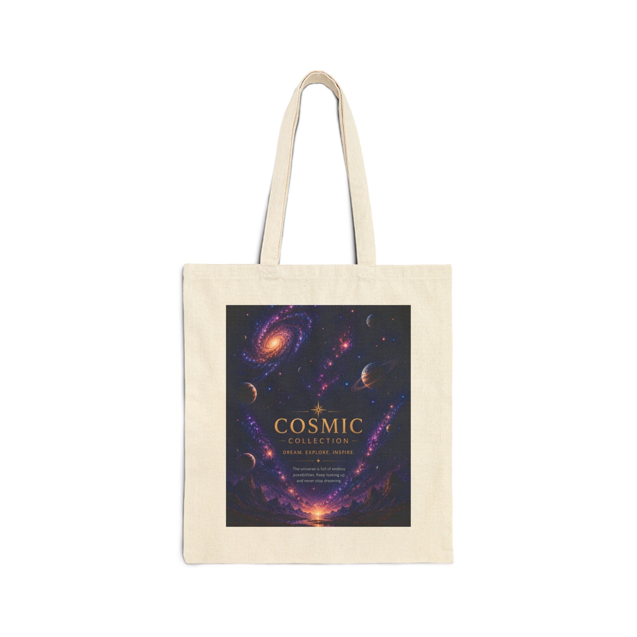 Cosmic Galaxy Tote Bag — 'COSMIC' Space Poster Canvas Tote