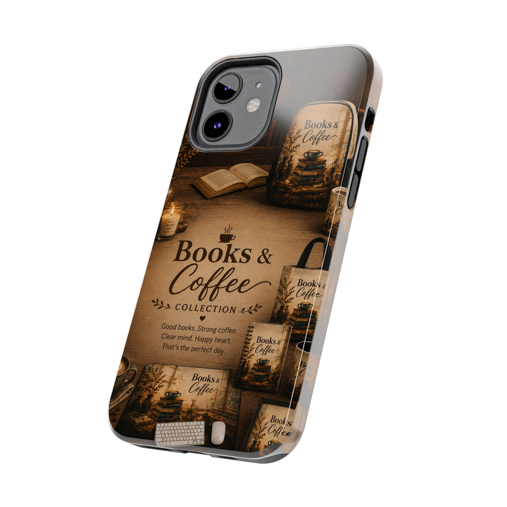 Books & Coffee Tough Phone Case — Cozy Vintage Library Design