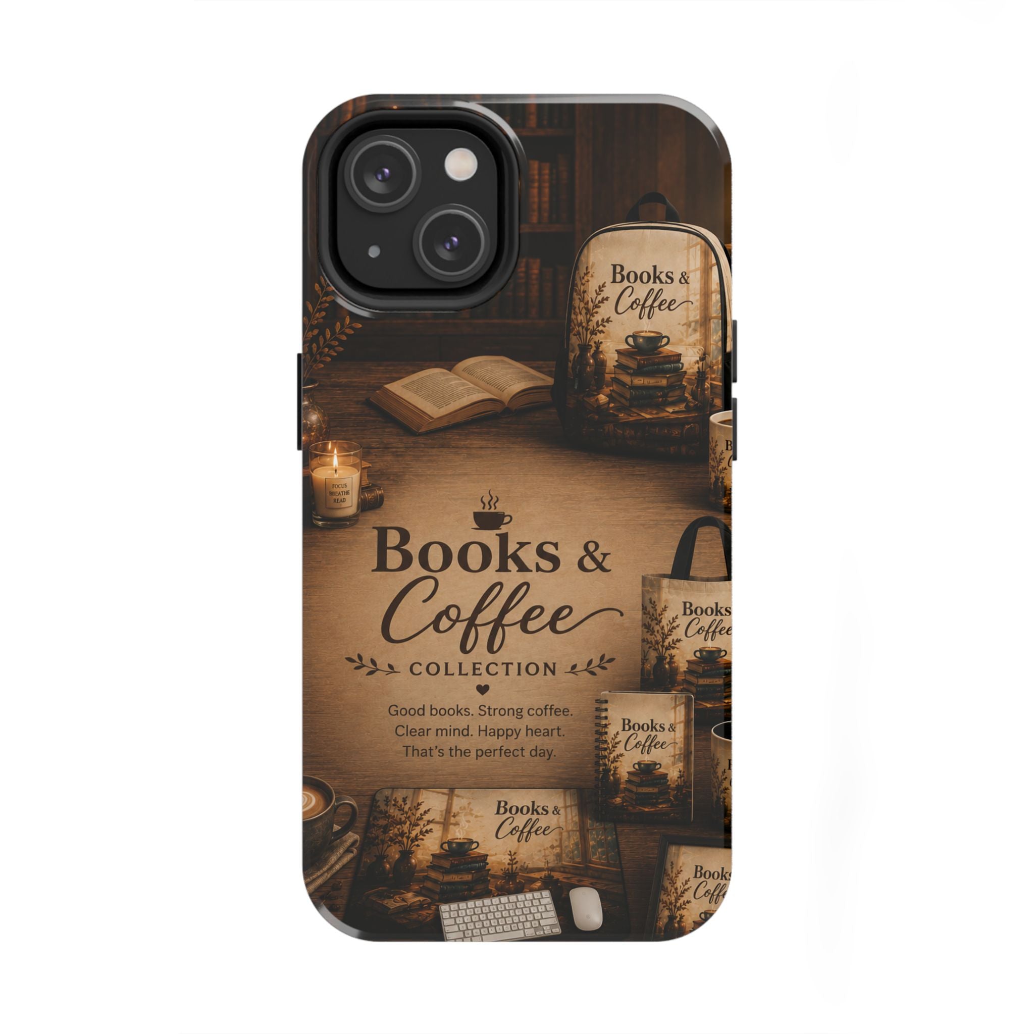 Books & Coffee Tough Phone Case — Cozy Vintage Library Design