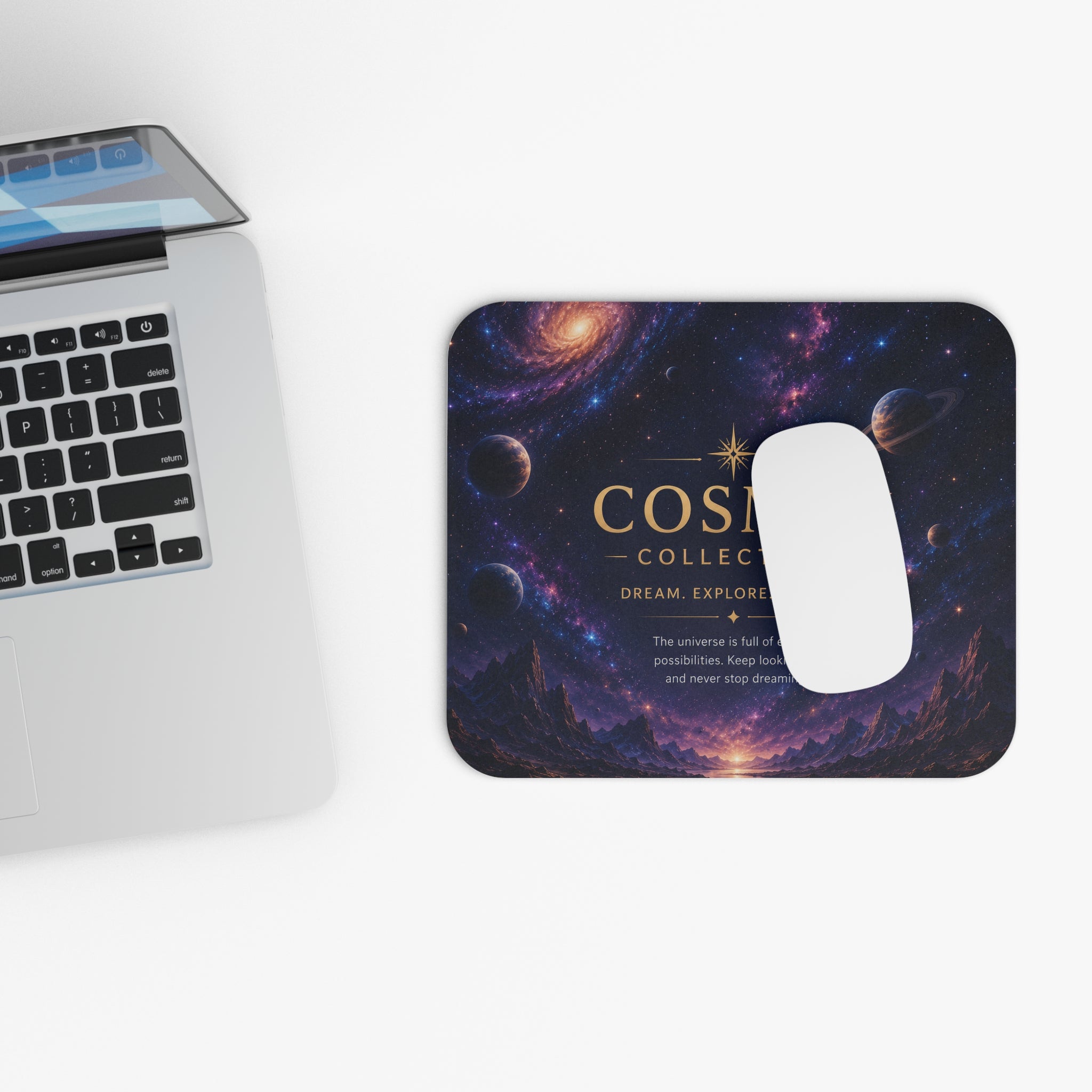 Cosmic Collection Mouse Pad – Dream • Explore • Inspire | Planet of Thoughts