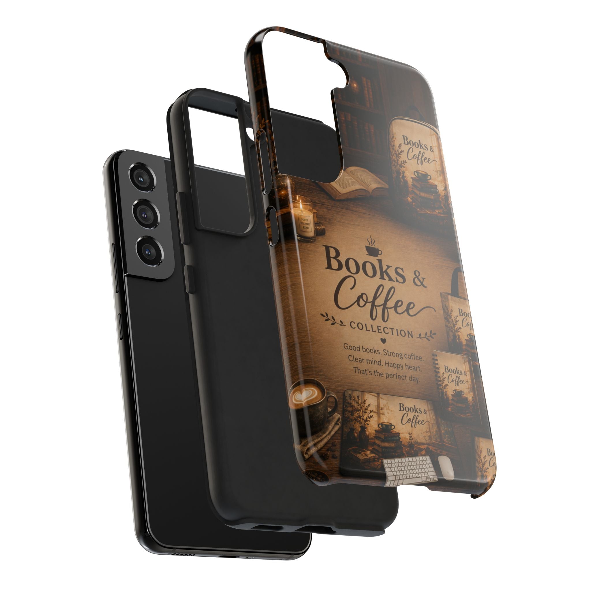 Books & Coffee Tough Phone Case — Cozy Vintage Library Design