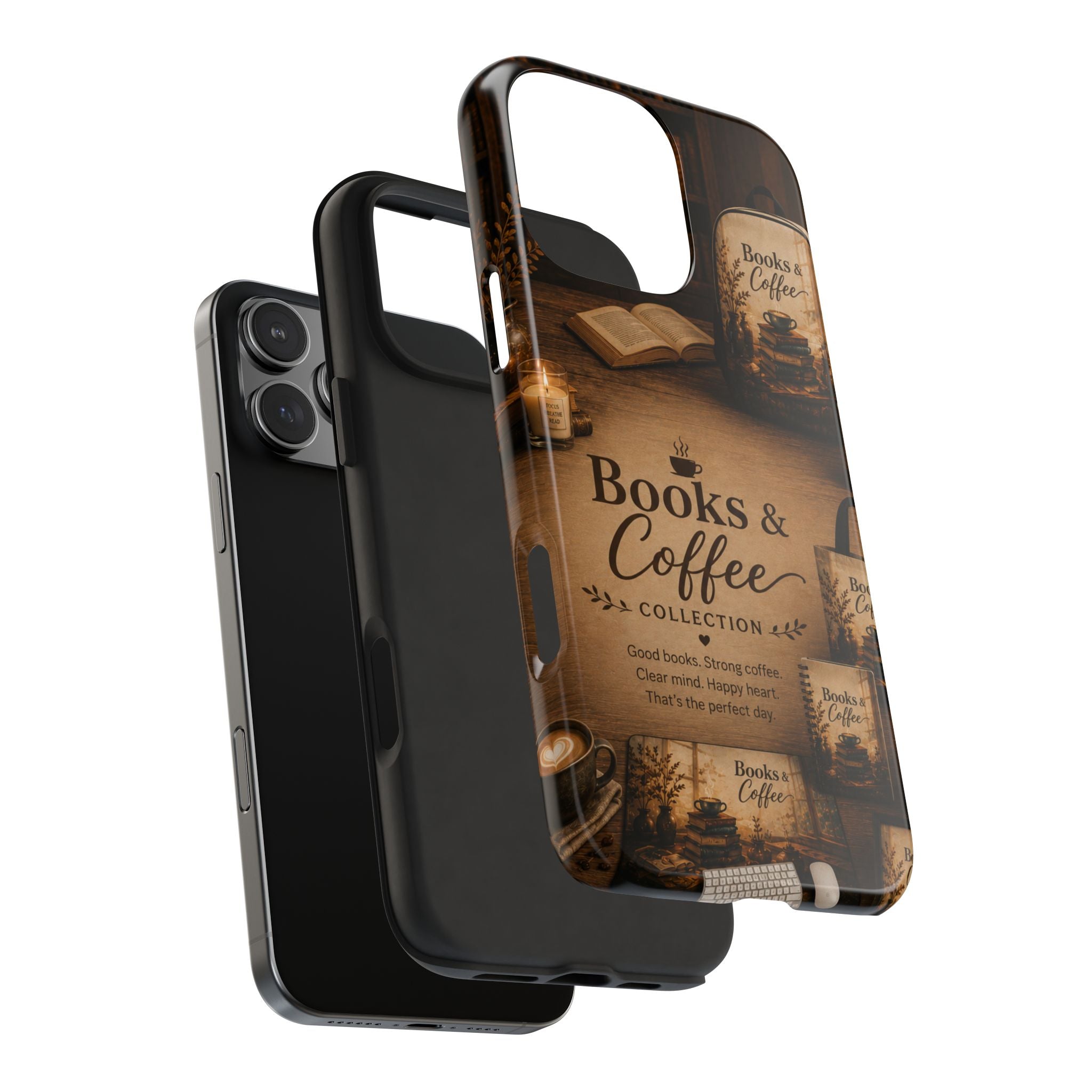Books & Coffee Tough Phone Case — Cozy Vintage Library Design