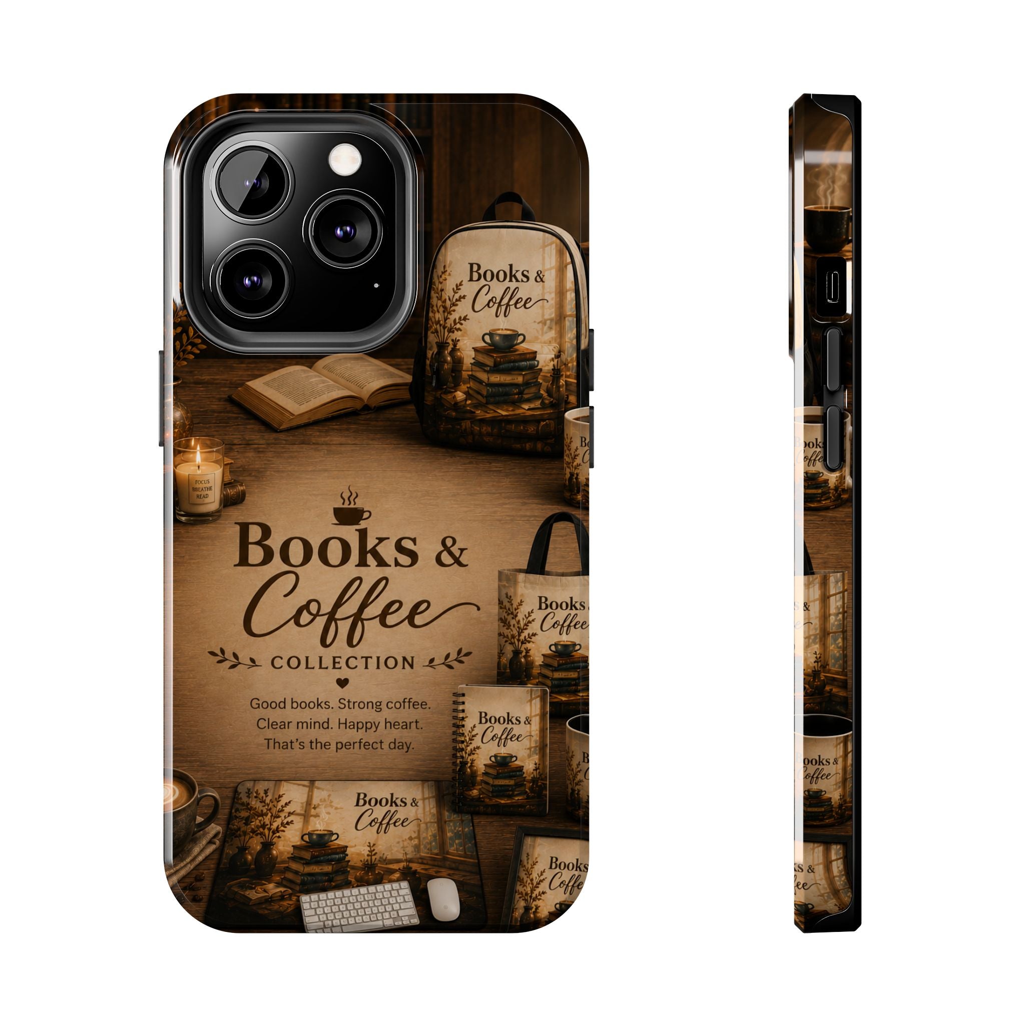 Books & Coffee Tough Phone Case — Cozy Vintage Library Design
