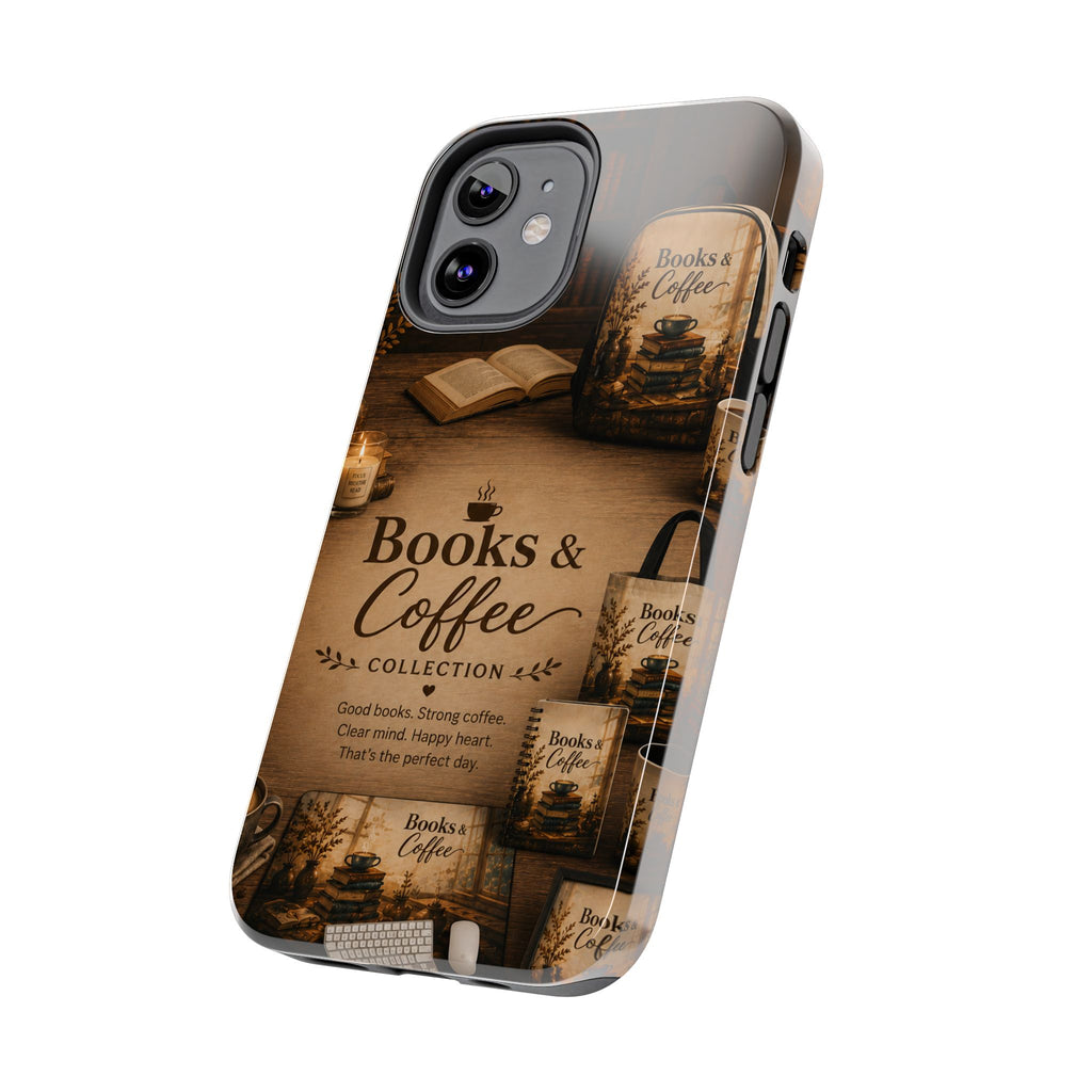 Books & Coffee Tough Phone Case — Cozy Vintage Library Design