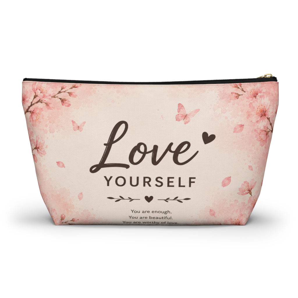Love Yourself Floral Accessory Pouch