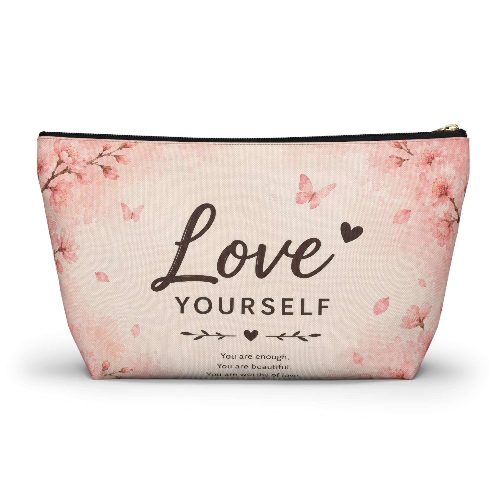 Love Yourself Floral Accessory Pouch