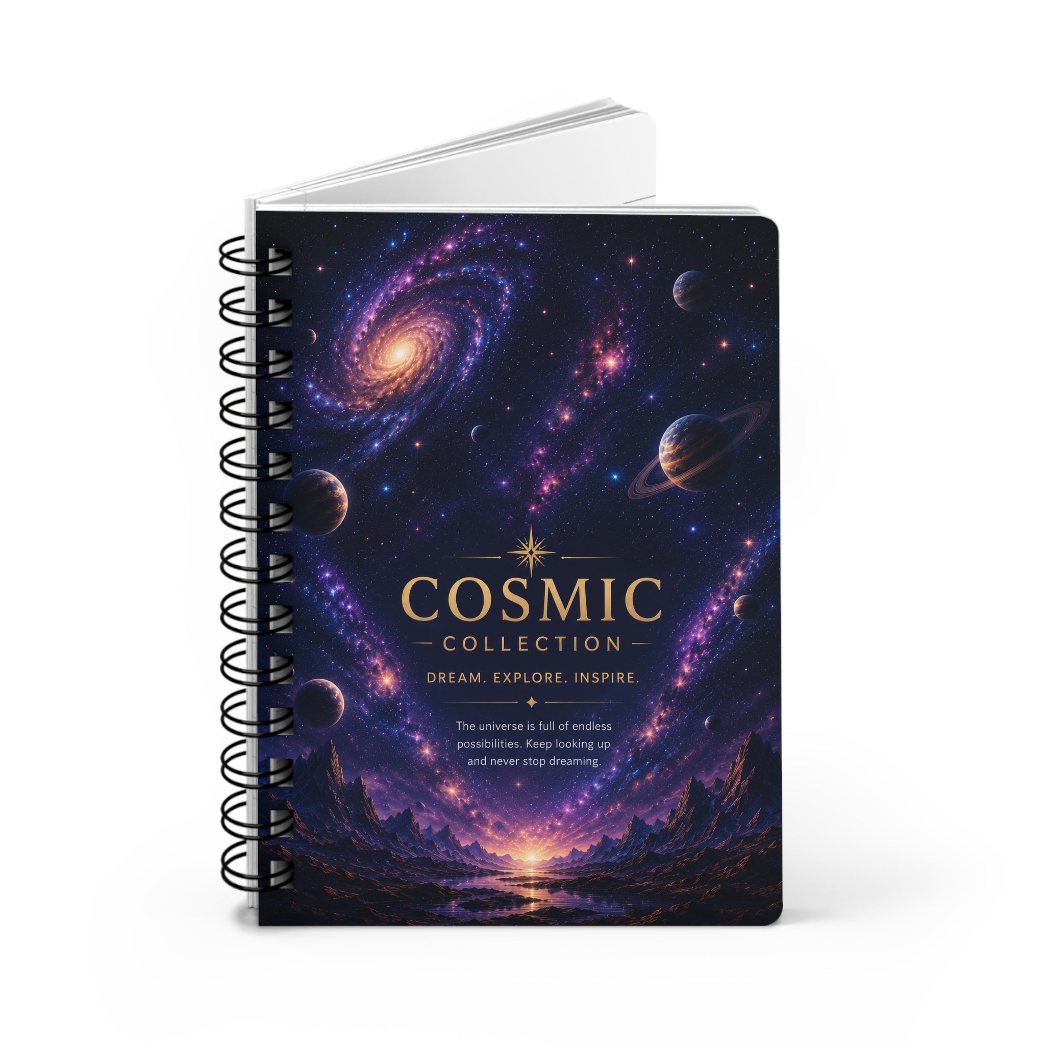 Cosmic Spiral Journal — 'Cosmic Collection: Dream. Explore. Inspire.' Galaxy Notebook for Stargazers & Writers