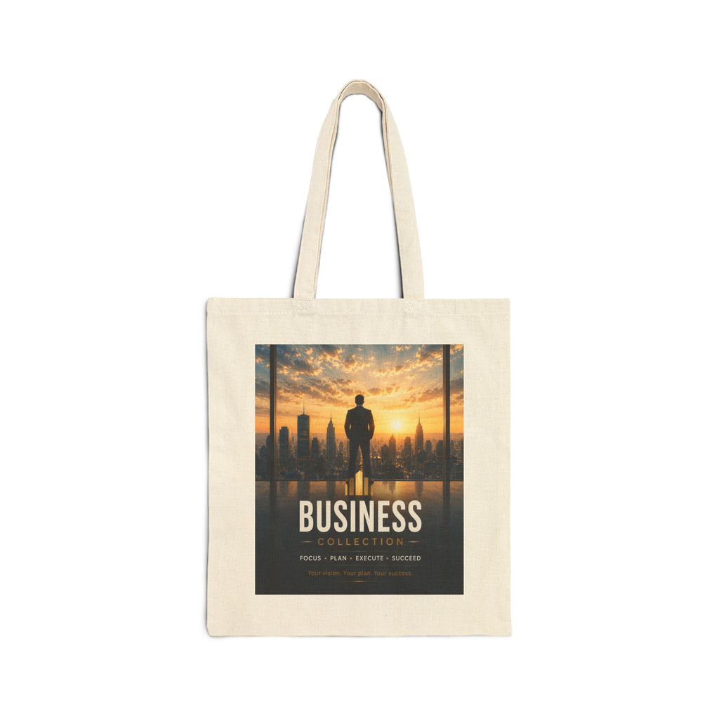 Business Inspiration Tote Bag — Motivational Cityscape Cotton Canvas Tote
