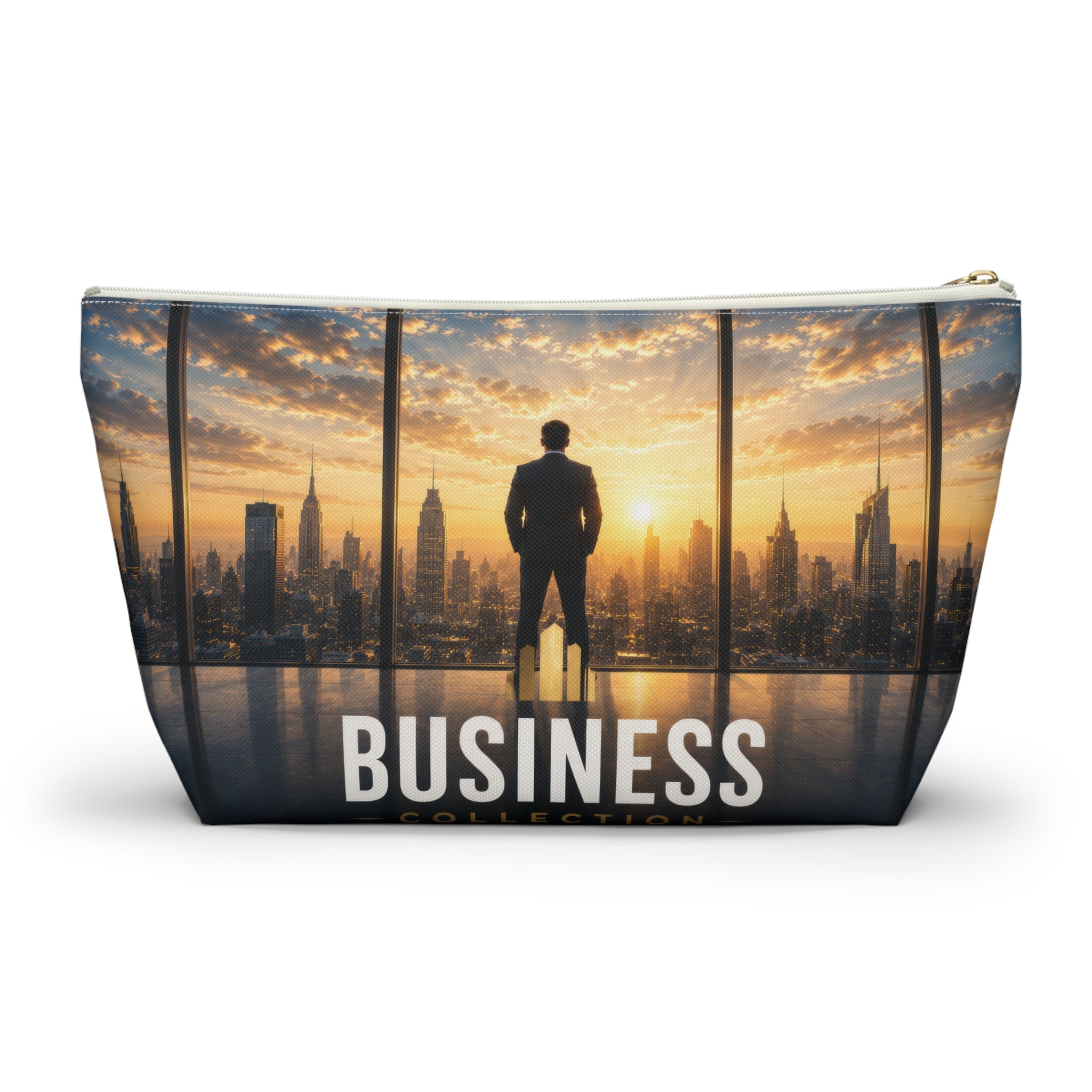 Business Skyline Accessory Pouch — Motivational Travel Makeup & Tech Organizer