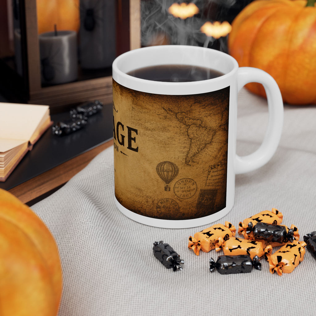 Vintage Collection Ceramic Mug (11oz & 15oz) — Rustic Antique Map Coffee Cup | Planet of Thoughts