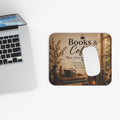 Books & Coffee Mouse Pad – Cozy Vintage Reading Desk Accessory | Planet of Thoughts