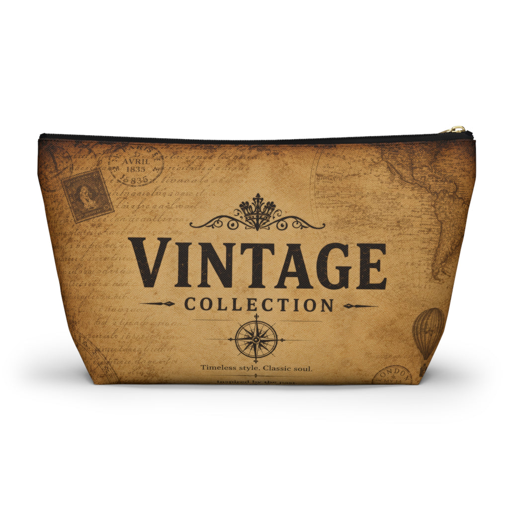 Vintage Collection Accessory Pouch — Retro Map Travel Cosmetic Bag