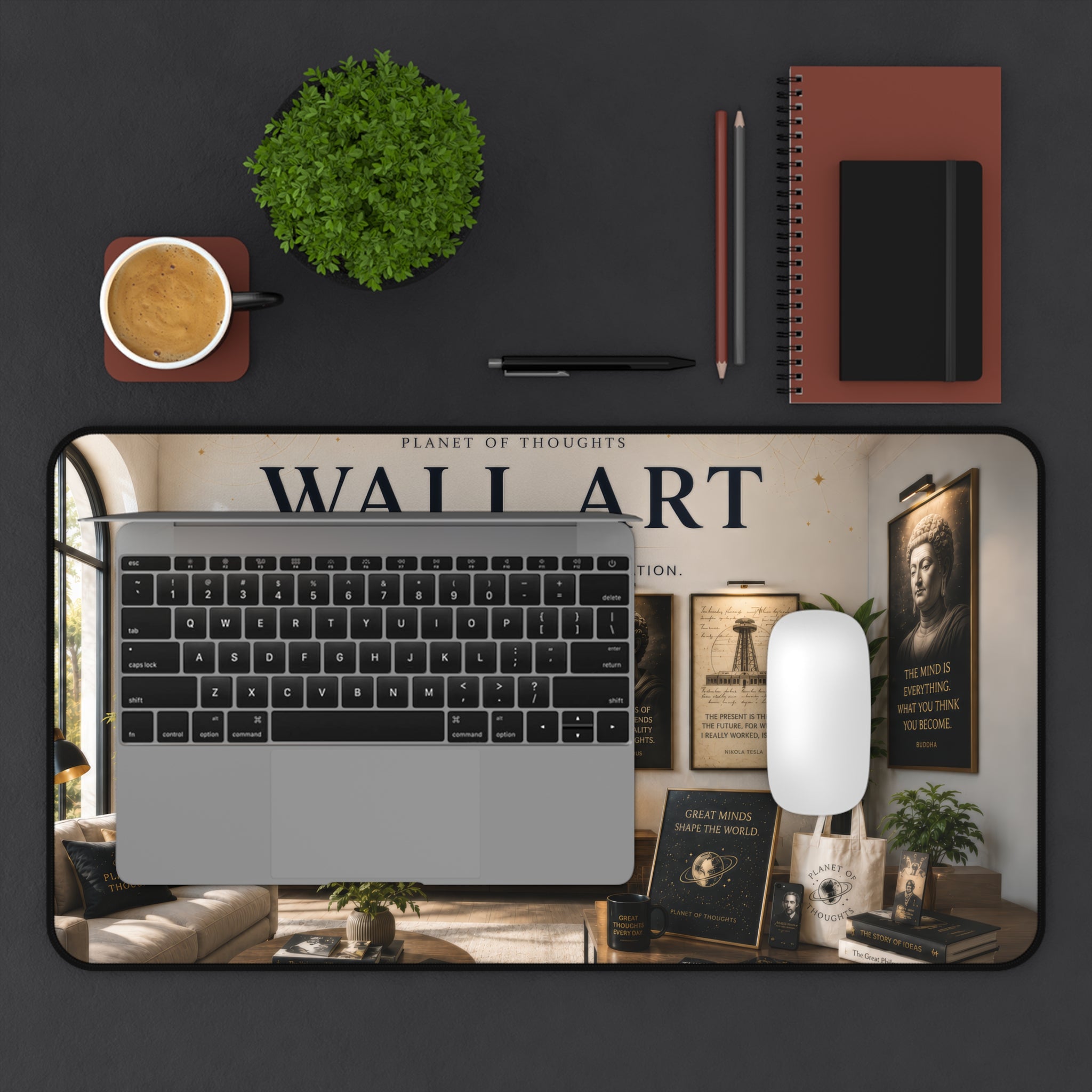 Wall Art Inspirational Desk Mat - 12*22 — Vintage Philosophers Poster Desk Pad