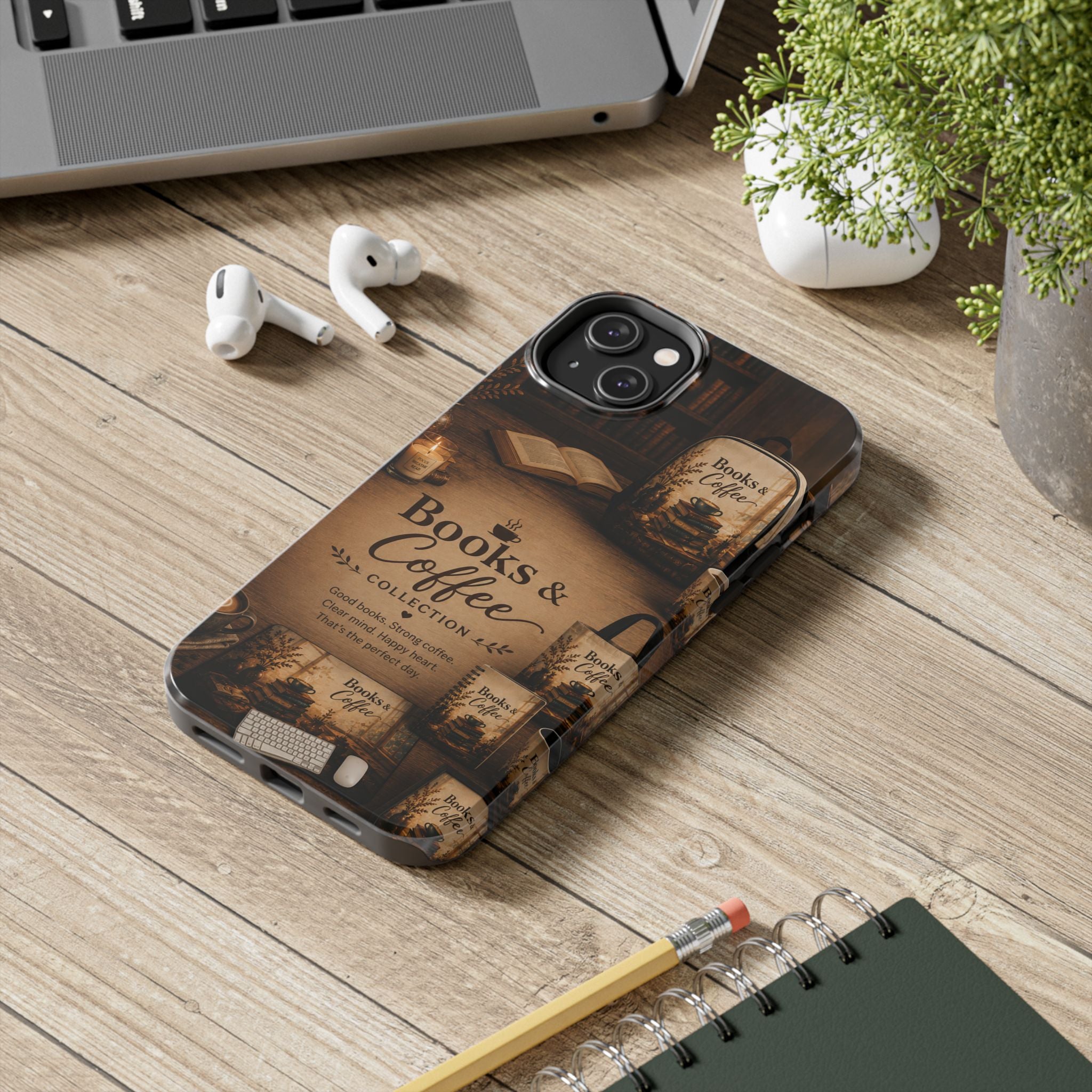 Books & Coffee Tough Phone Case — Cozy Vintage Library Design